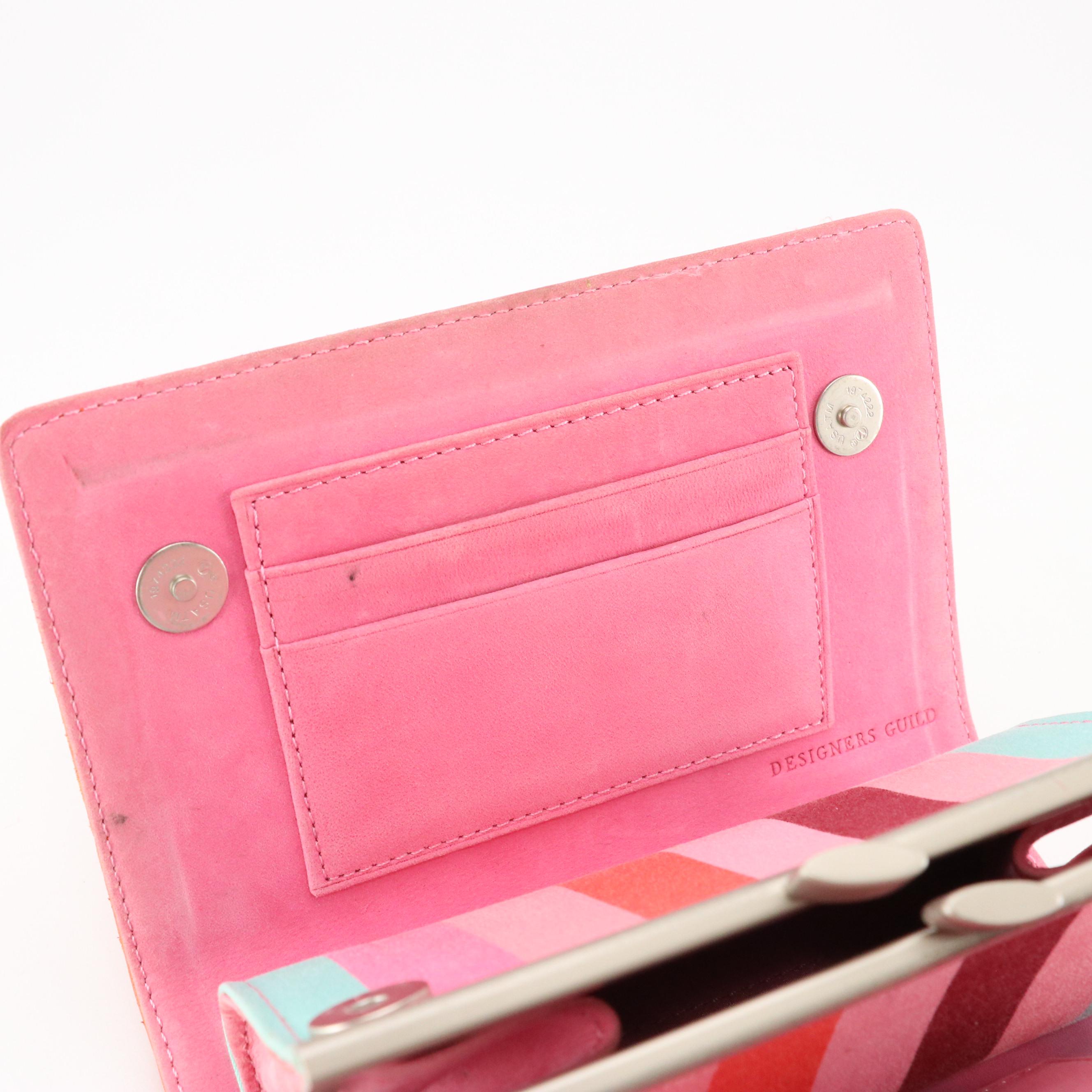 Designers Guild Grain Leather Kiss Lock and Snap Clutch Wallet