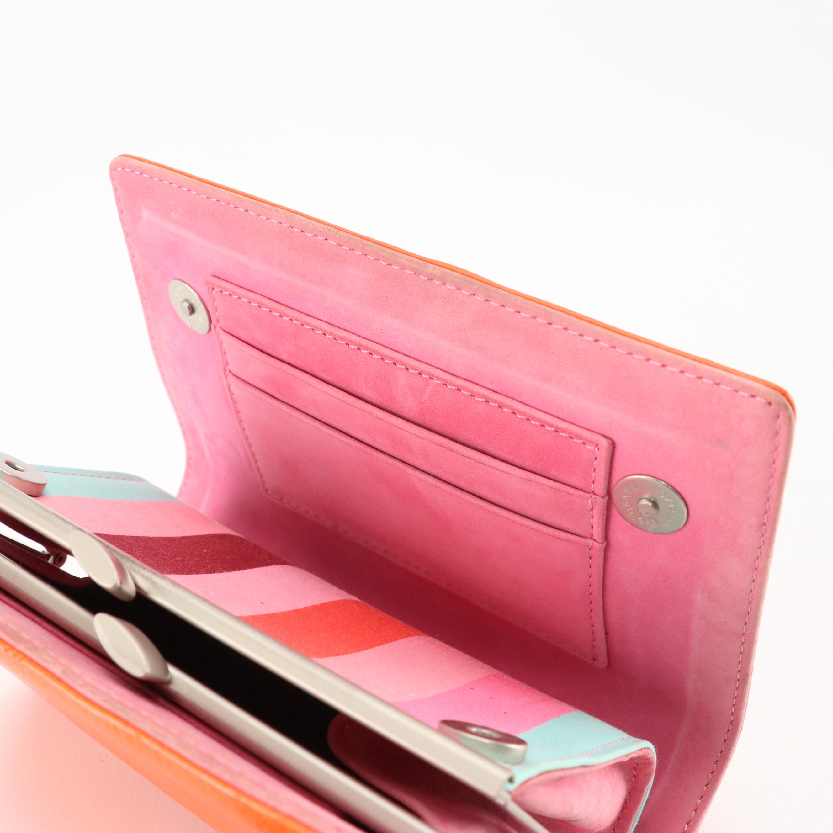 Designers Guild Grain Leather Kiss Lock and Snap Clutch Wallet