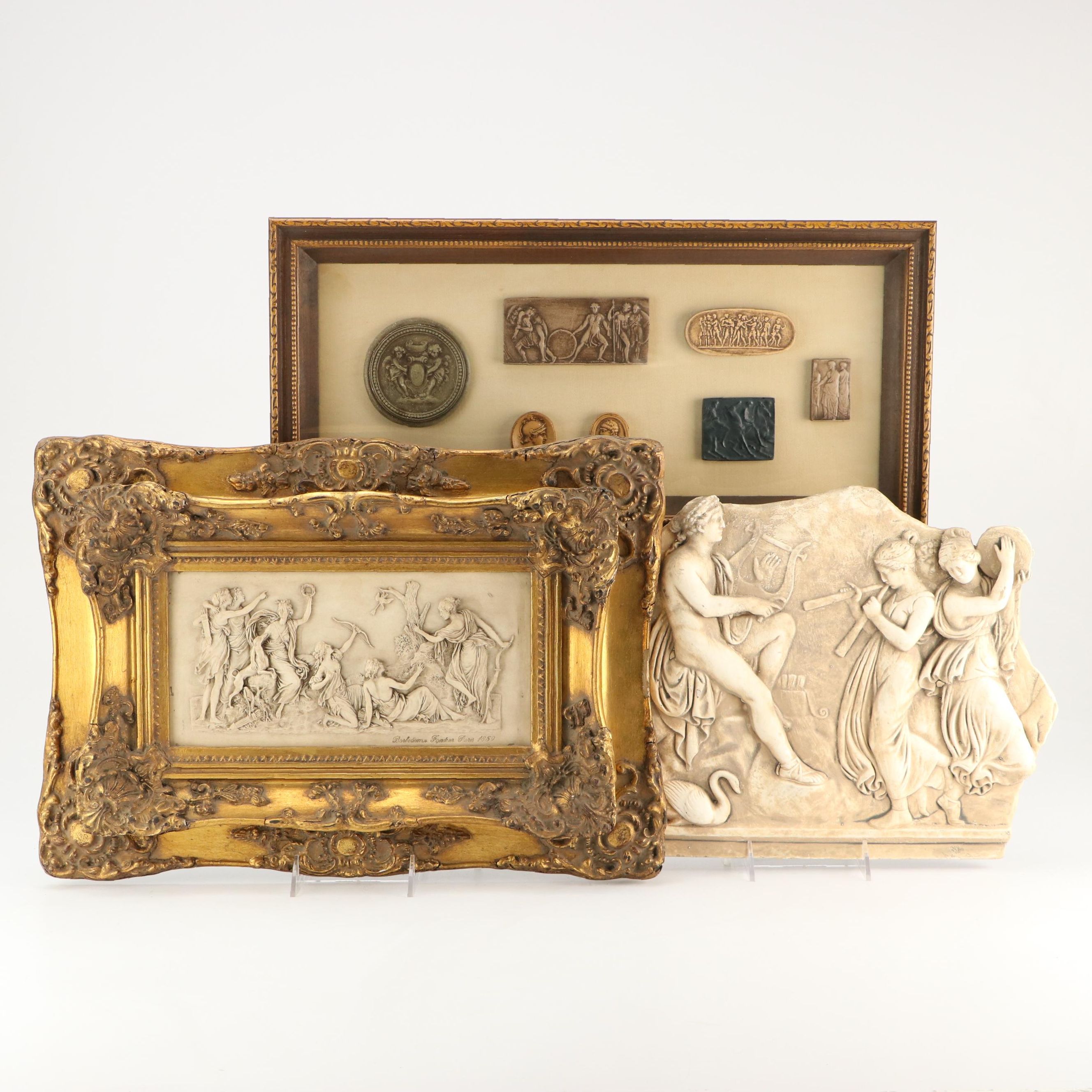 Grand Tour Style Framed Intaglios and Friezes