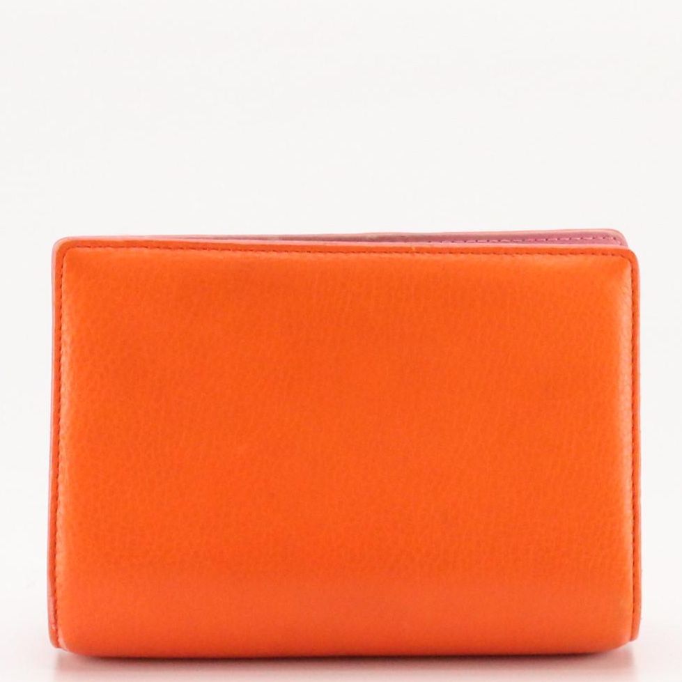 Designers Guild Grain Leather Kiss Lock and Snap Clutch Wallet