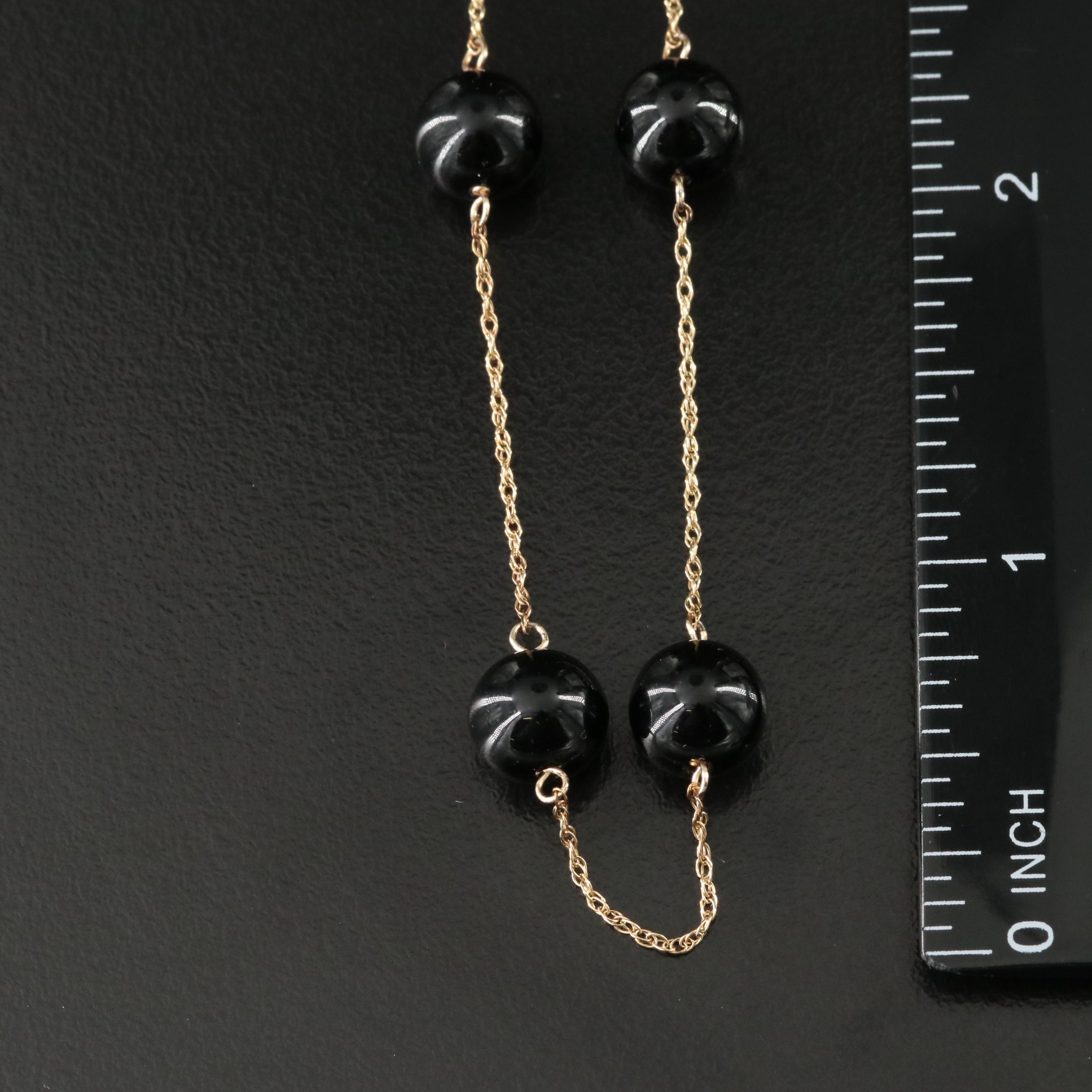 14K Black Onyx Station Necklace