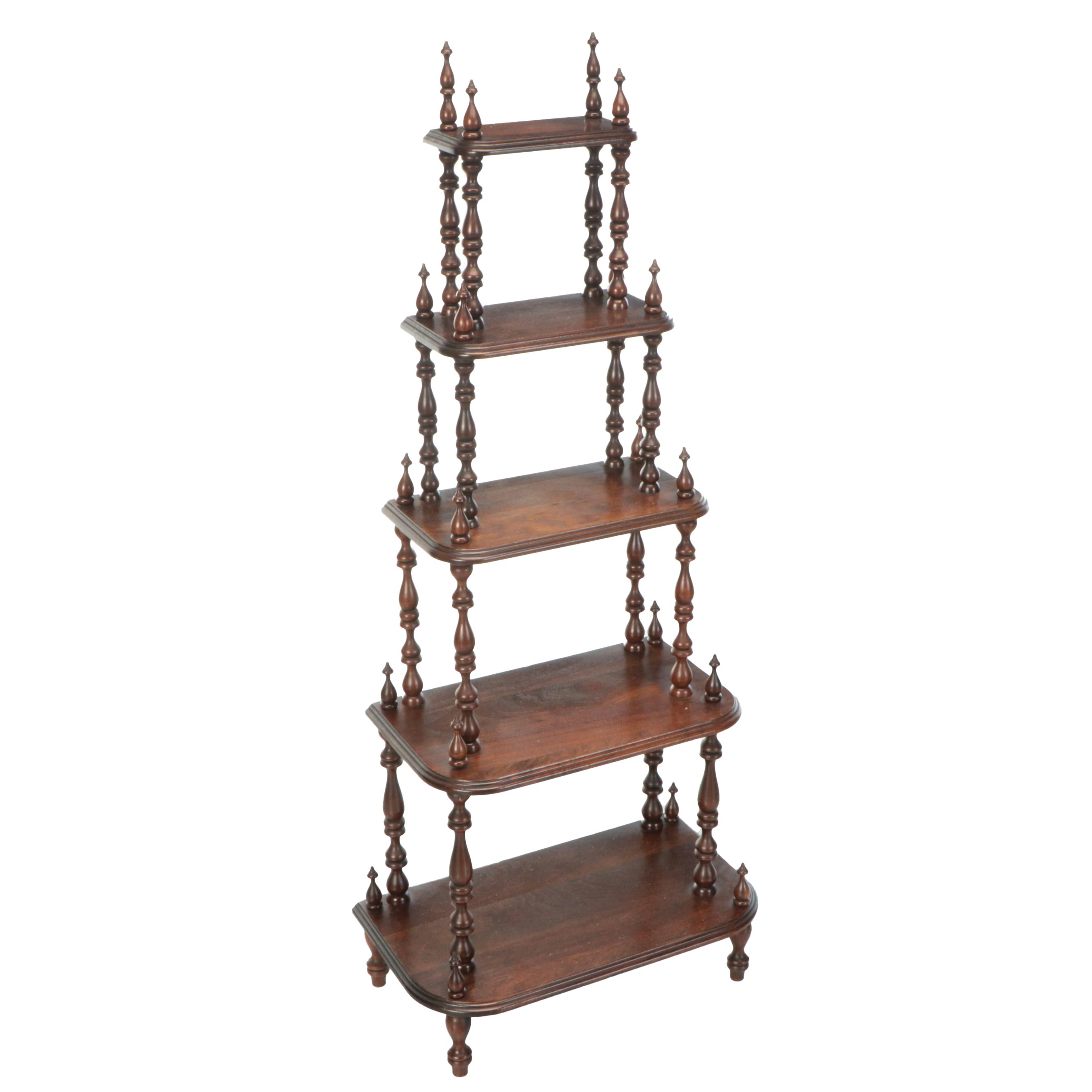 Mahogany Graduated Five-Tier Curio Shelf with Turned Legs