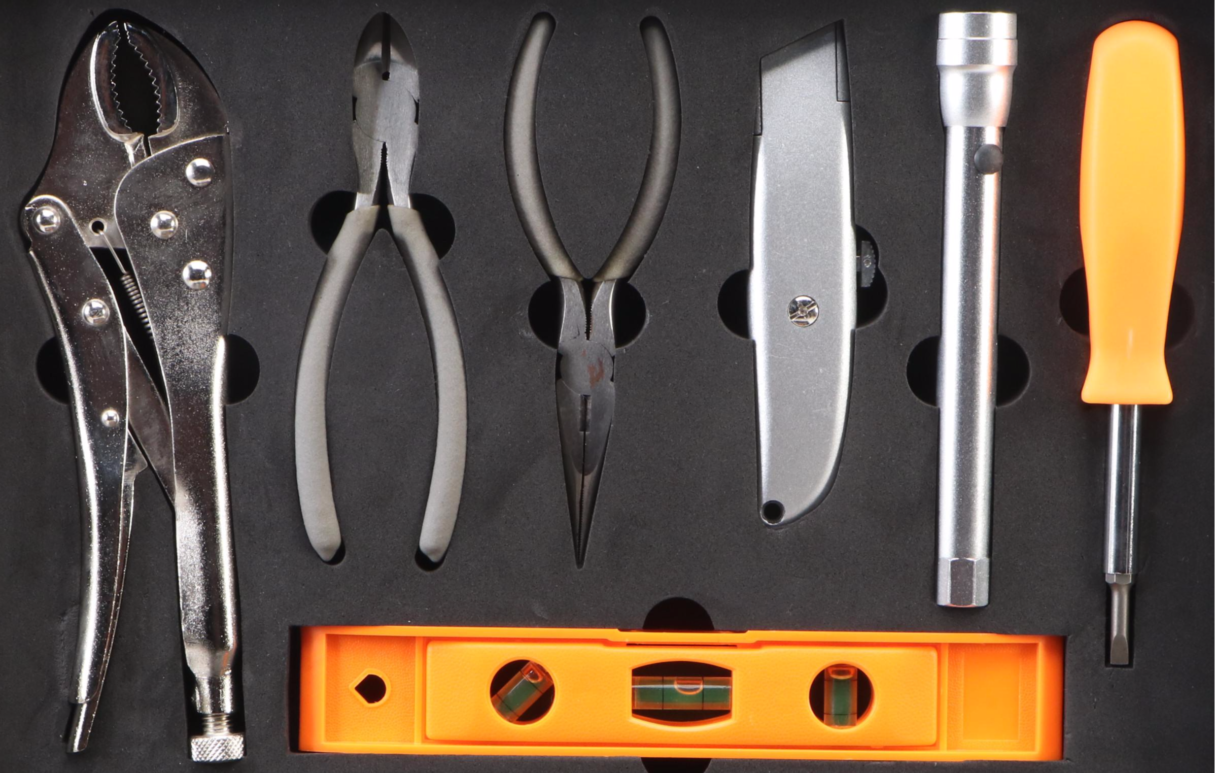 Combination Lock Metal Tool Carrying Case with Hand Tools