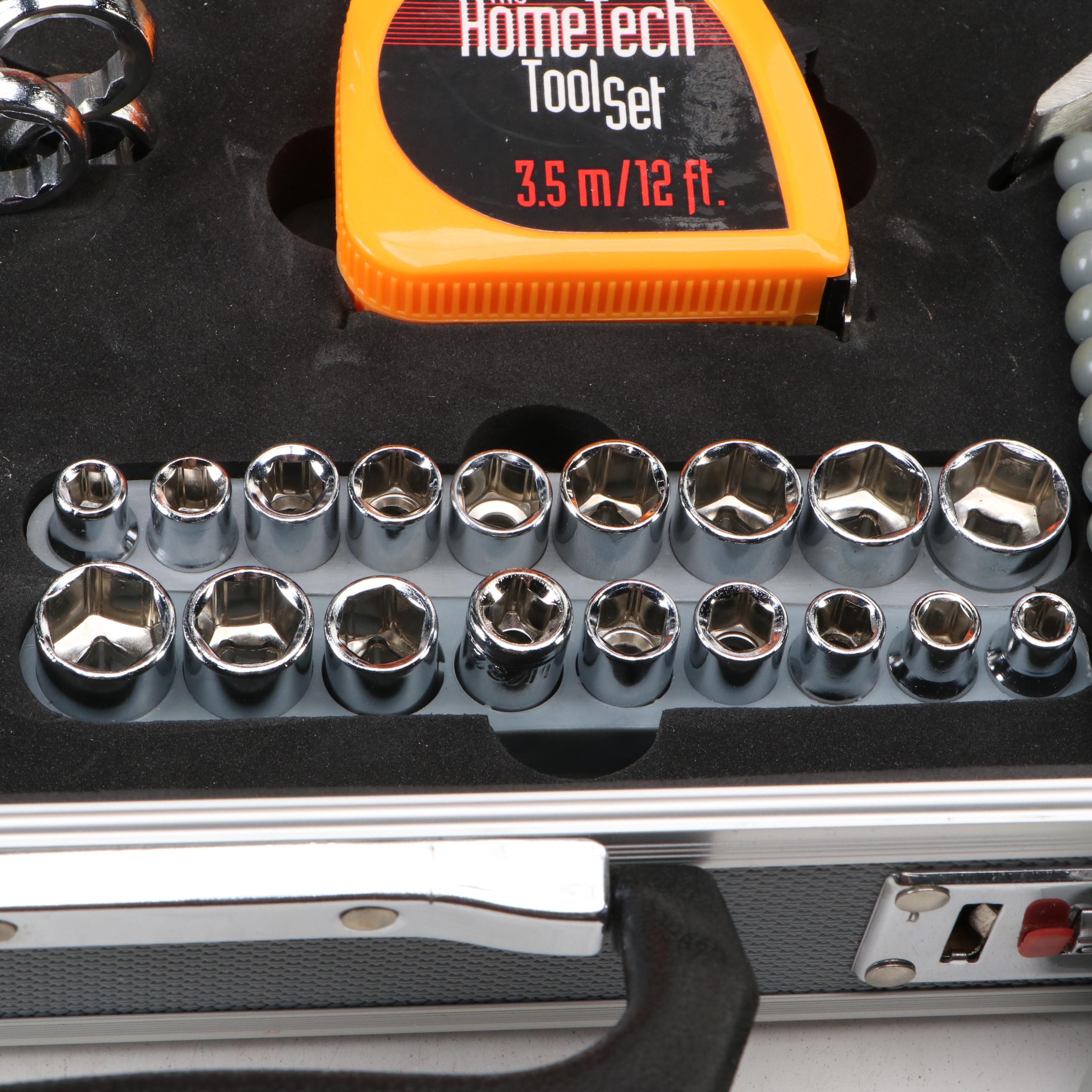 Combination Lock Metal Tool Carrying Case with Hand Tools