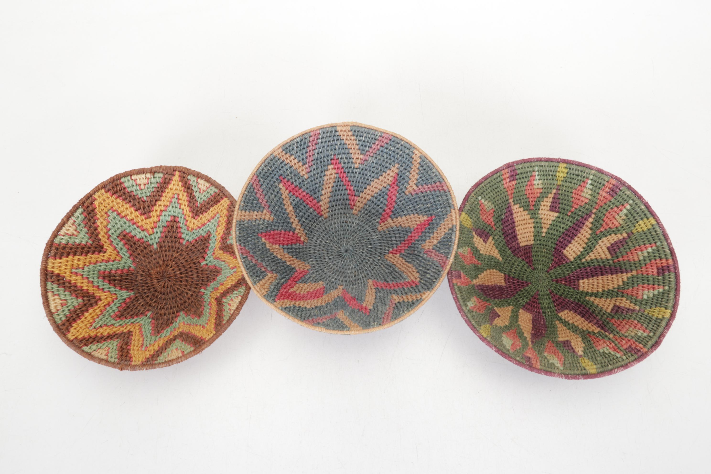 African Nubian, Swazi & Other Woven Baskets and Bamboo Trivet