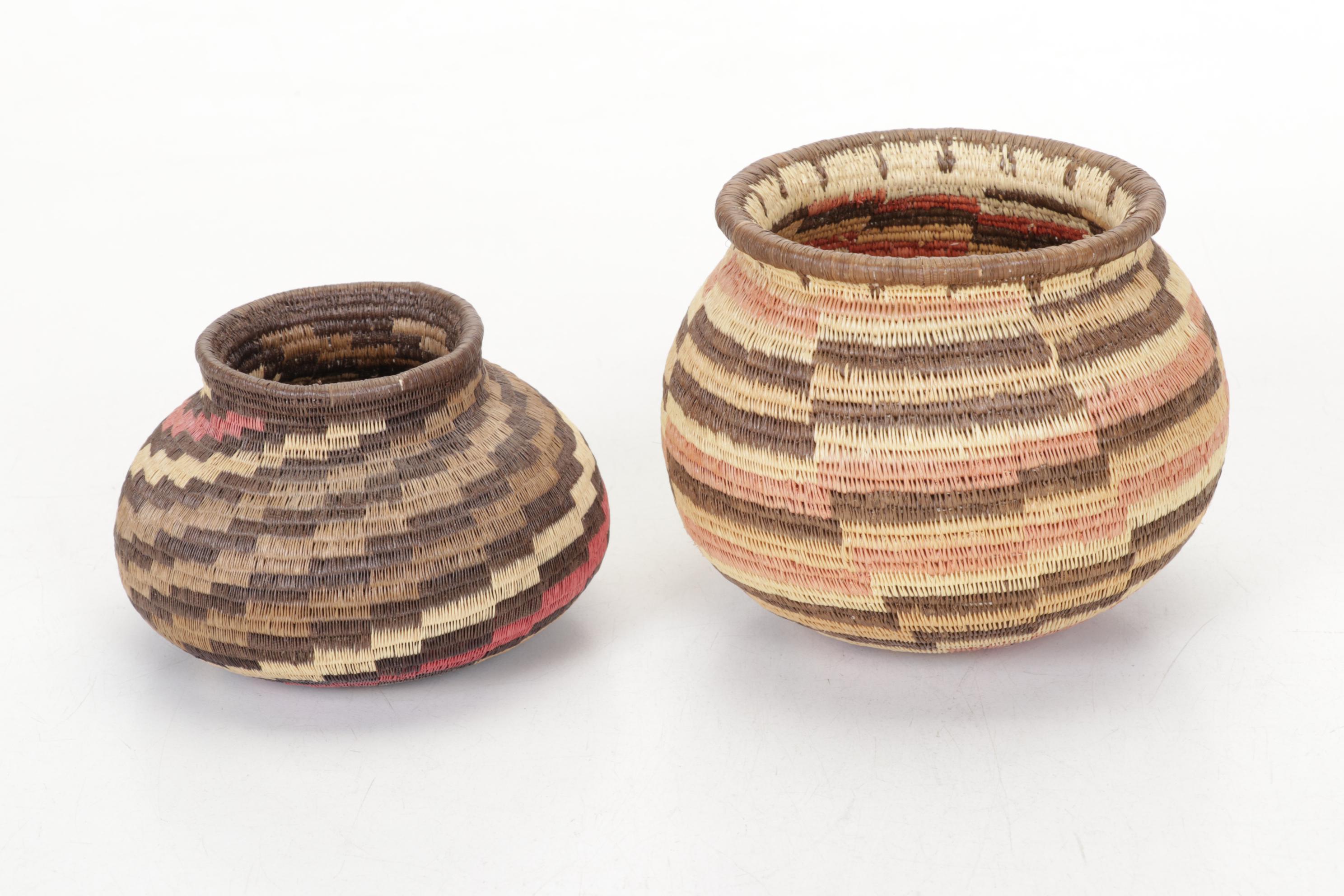 African Nubian, Swazi & Other Woven Baskets and Bamboo Trivet