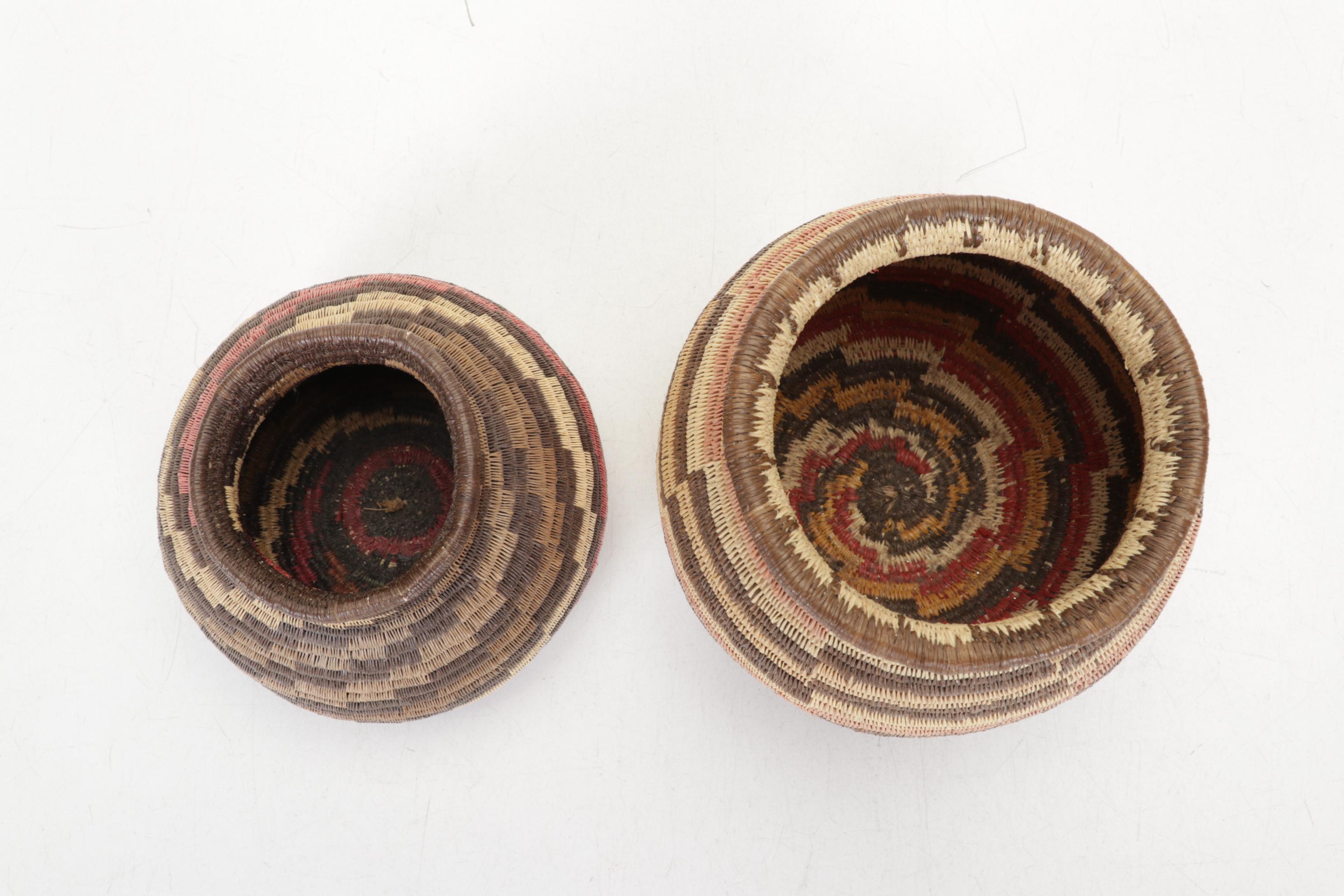African Nubian, Swazi & Other Woven Baskets and Bamboo Trivet