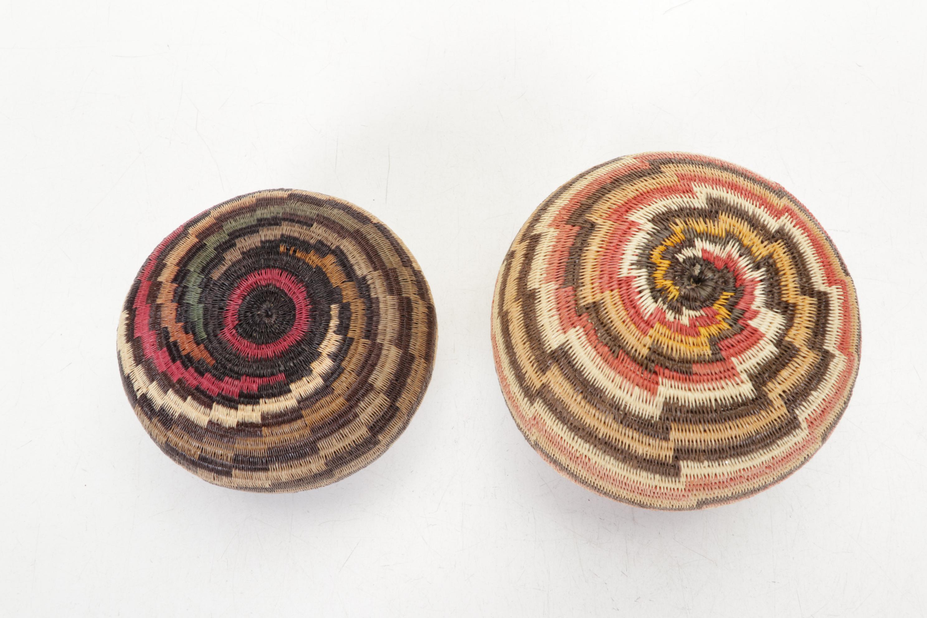 African Nubian, Swazi & Other Woven Baskets and Bamboo Trivet