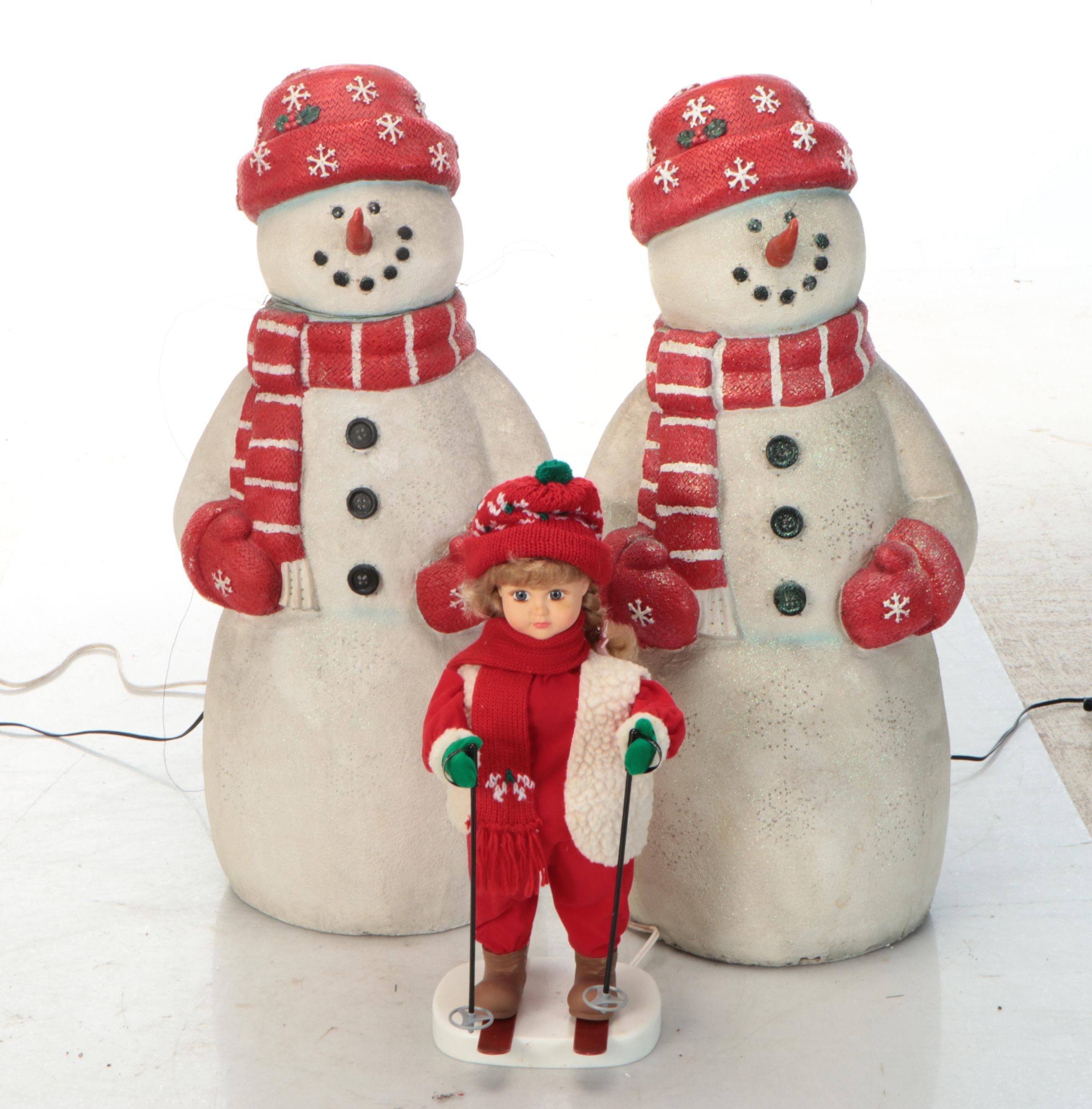 Christmas 32 Fiber Optic Snowmen with Animated Ski Figure