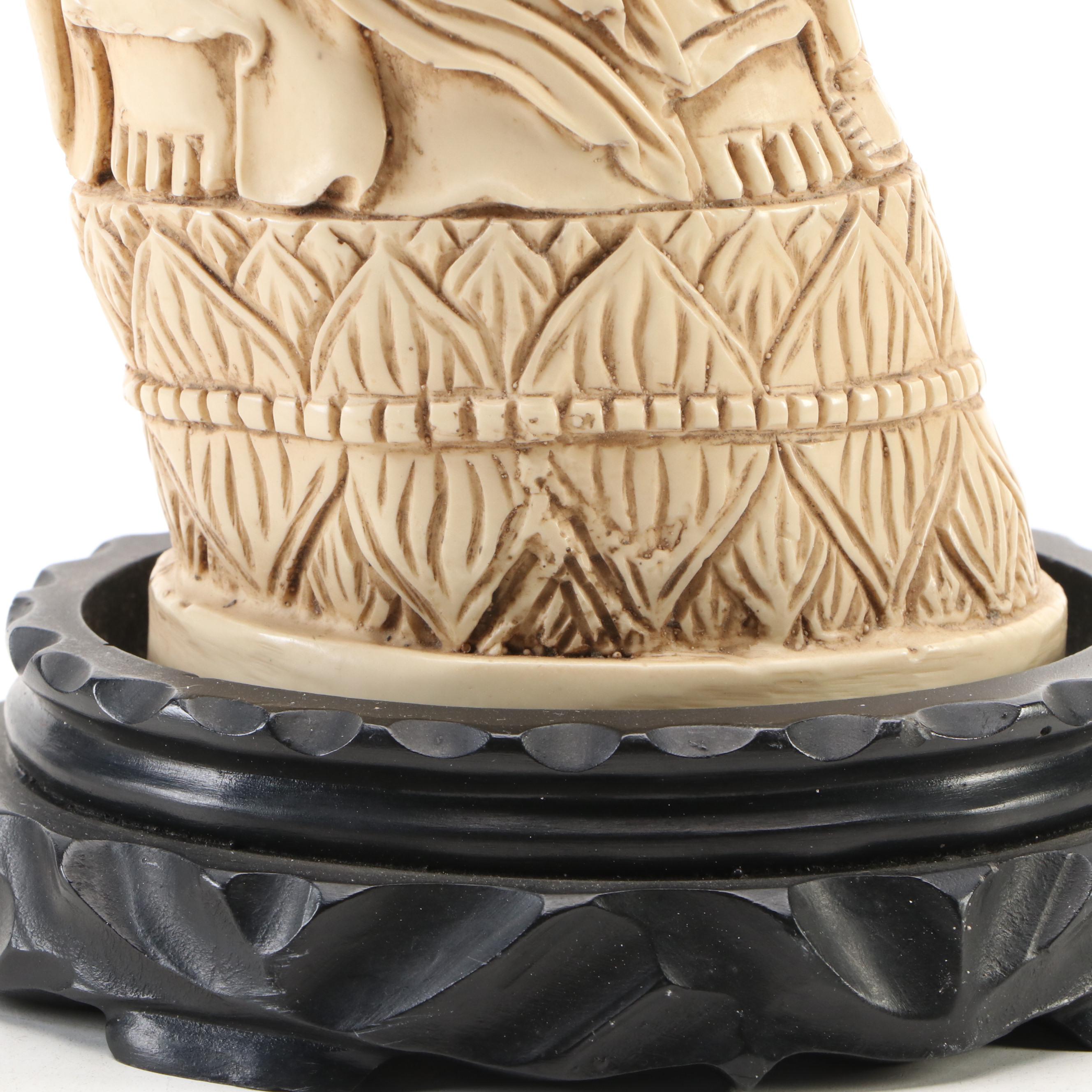 Faux Tusk Carved Guanyin Figure