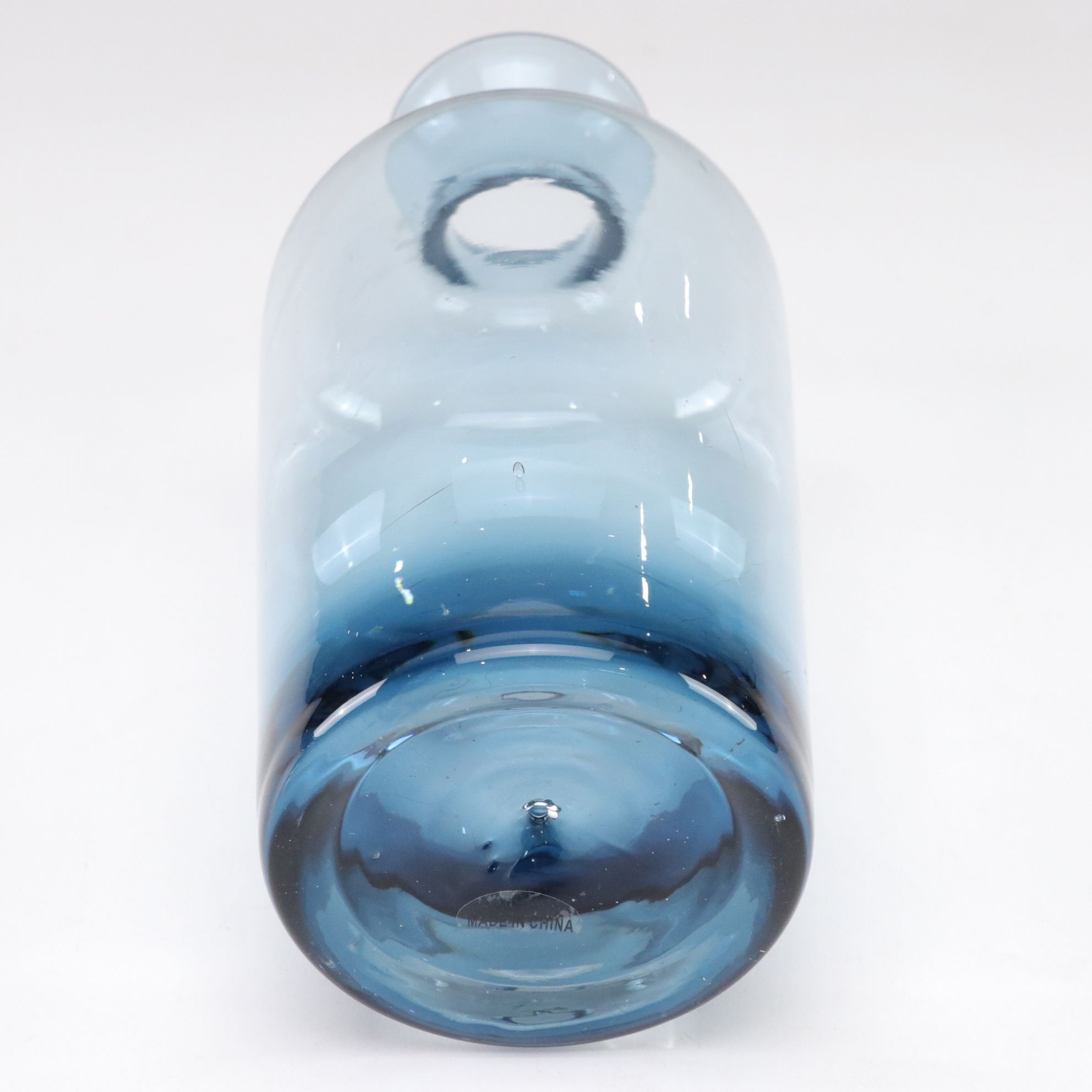 Blue Ombré Glass Decanter with Cut Crystal Ball and Cobalt Swirl Paperweights