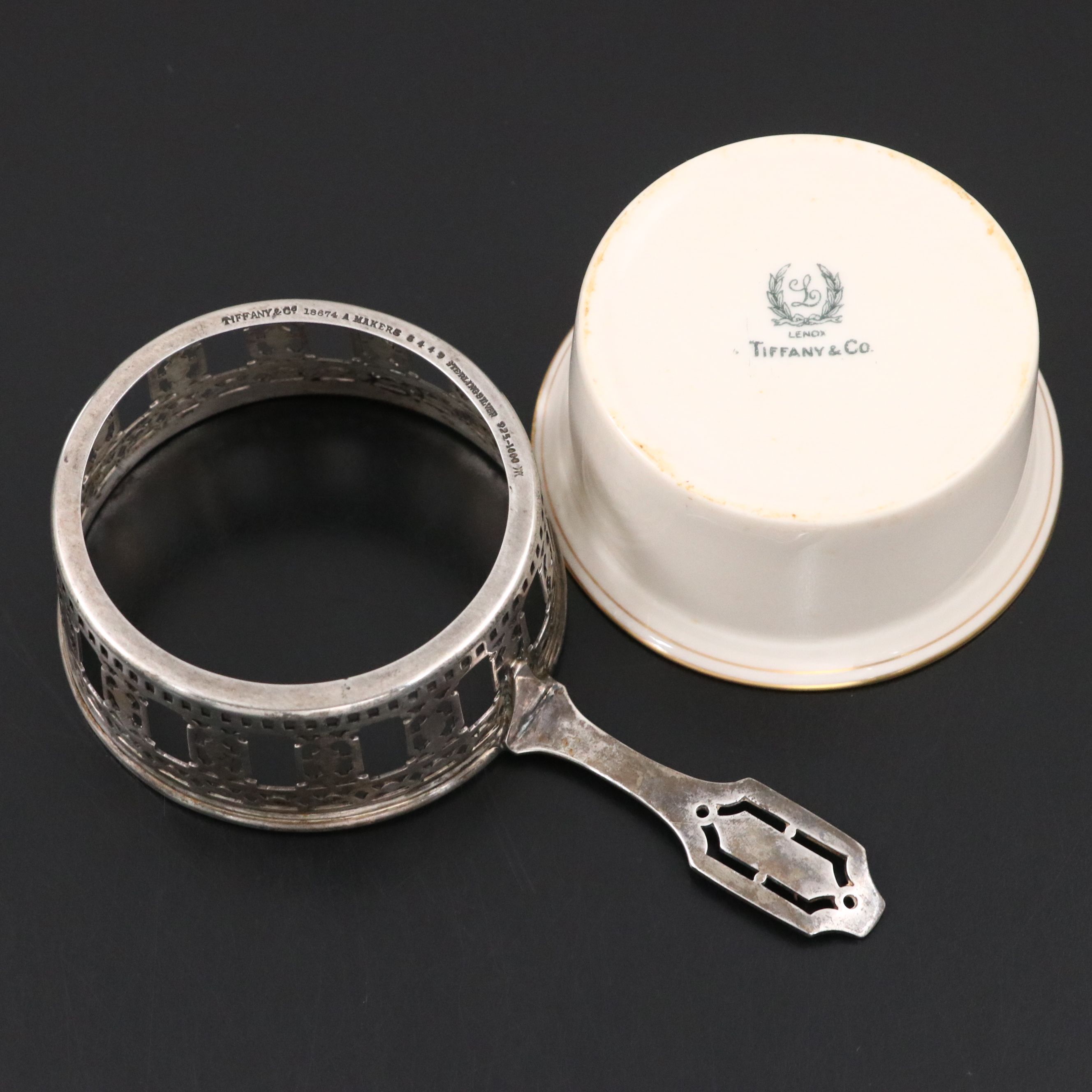 Tiffany & Co. Sterling Silver Ramekin Holder with Lenox Porcelain Ramekin