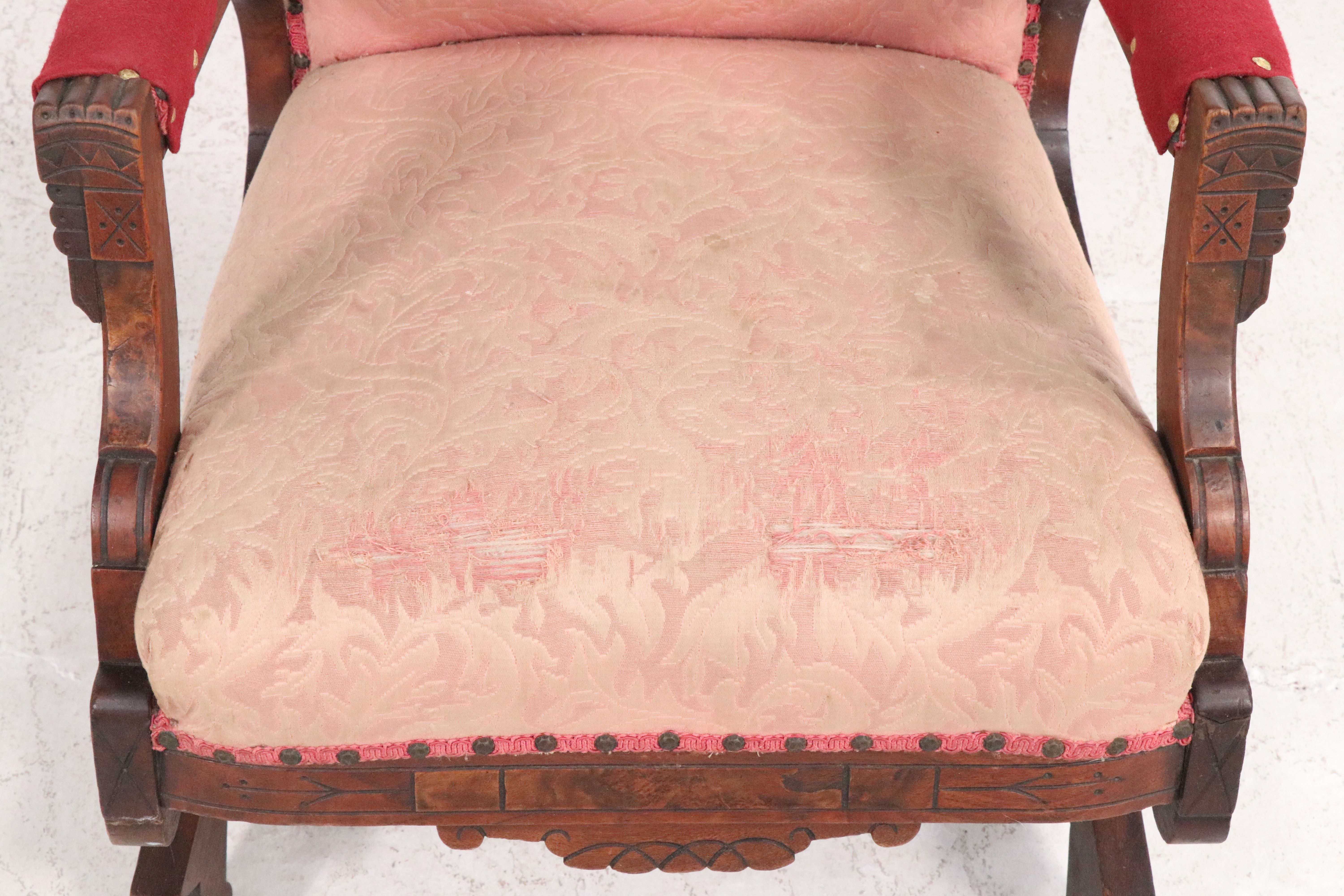 Victorian Eastlake Style Walnut Spring Rocker, Late 19th Century