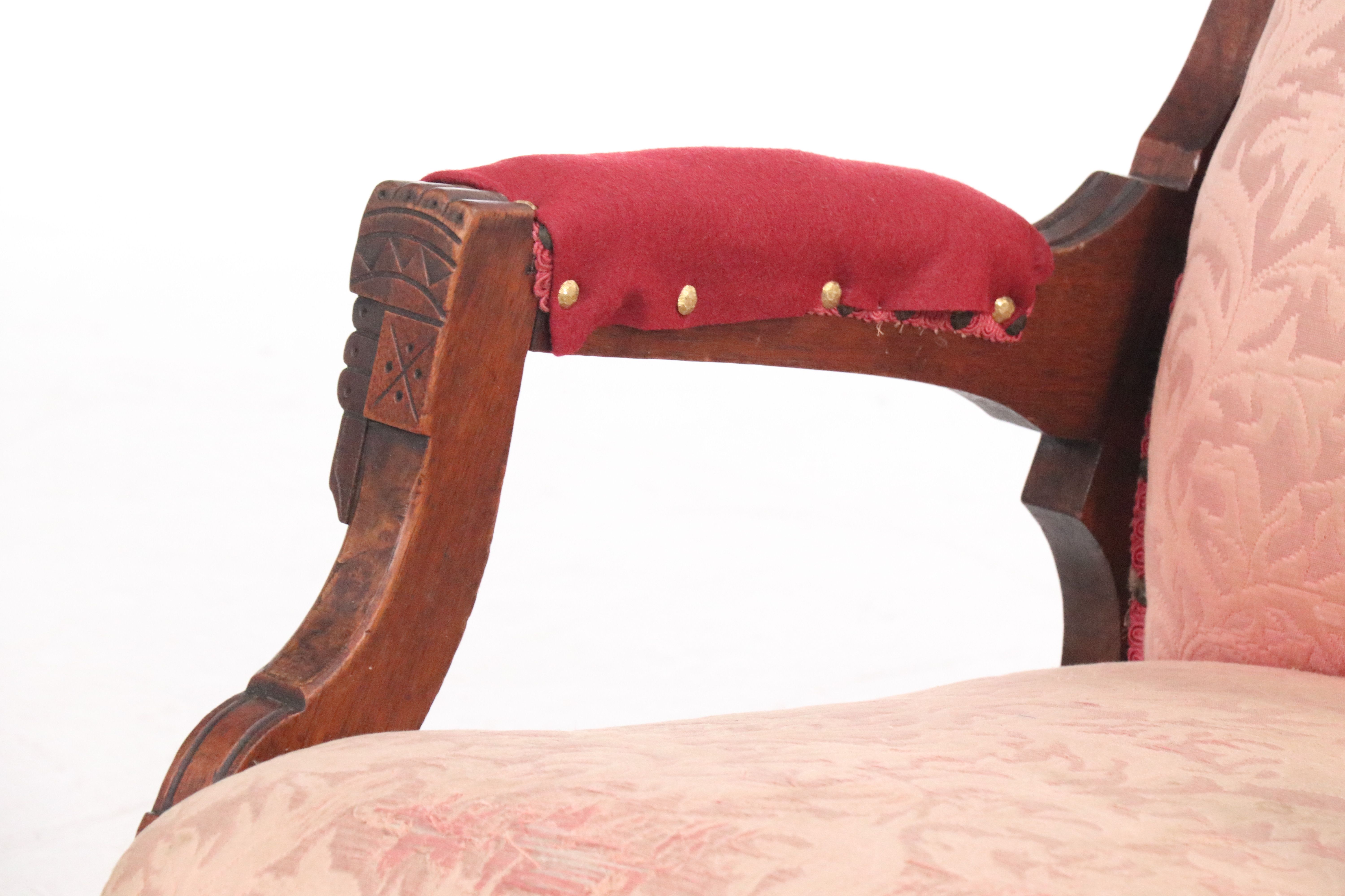 Victorian Eastlake Style Walnut Spring Rocker, Late 19th Century