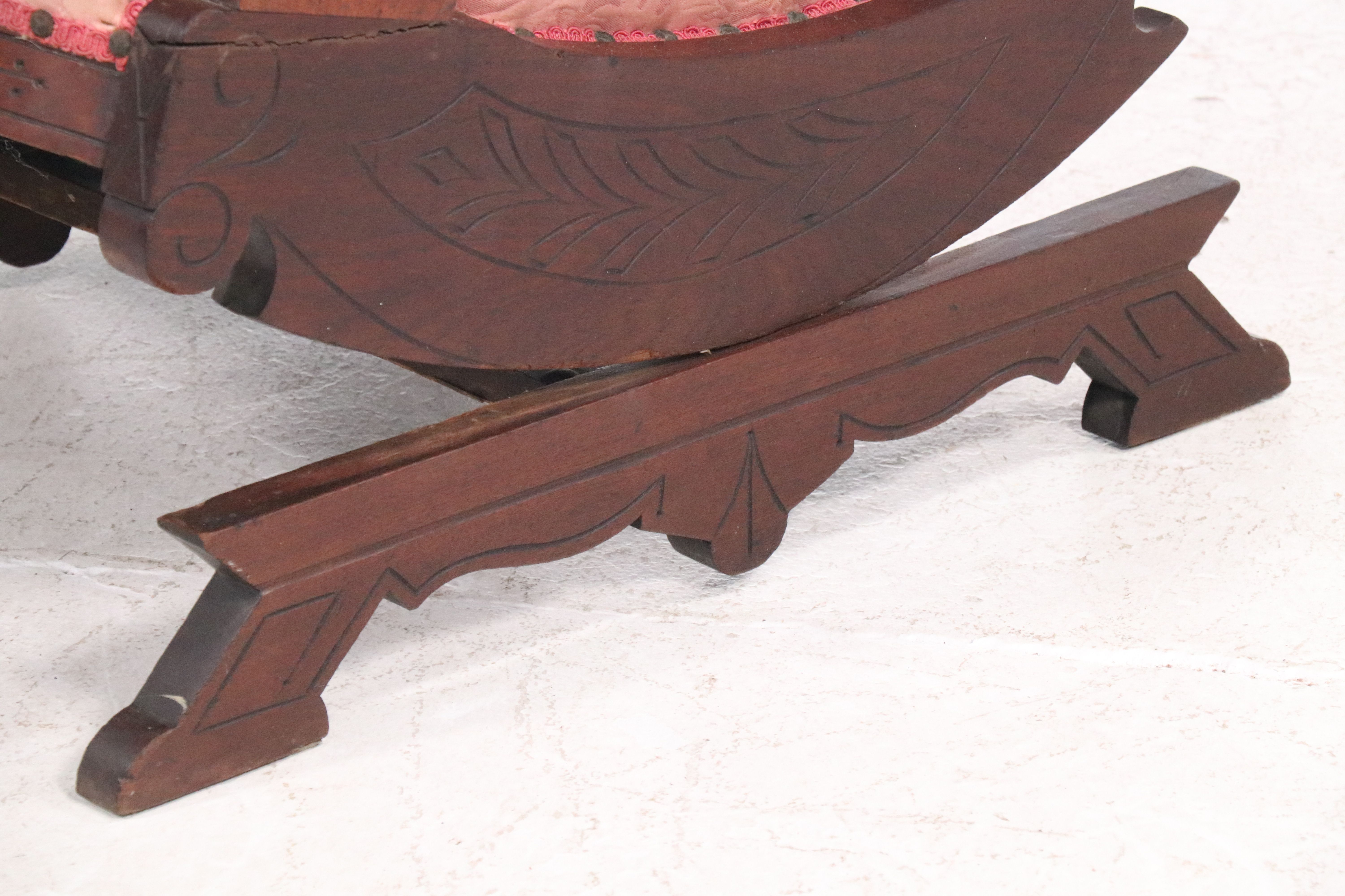 Victorian Eastlake Style Walnut Spring Rocker, Late 19th Century