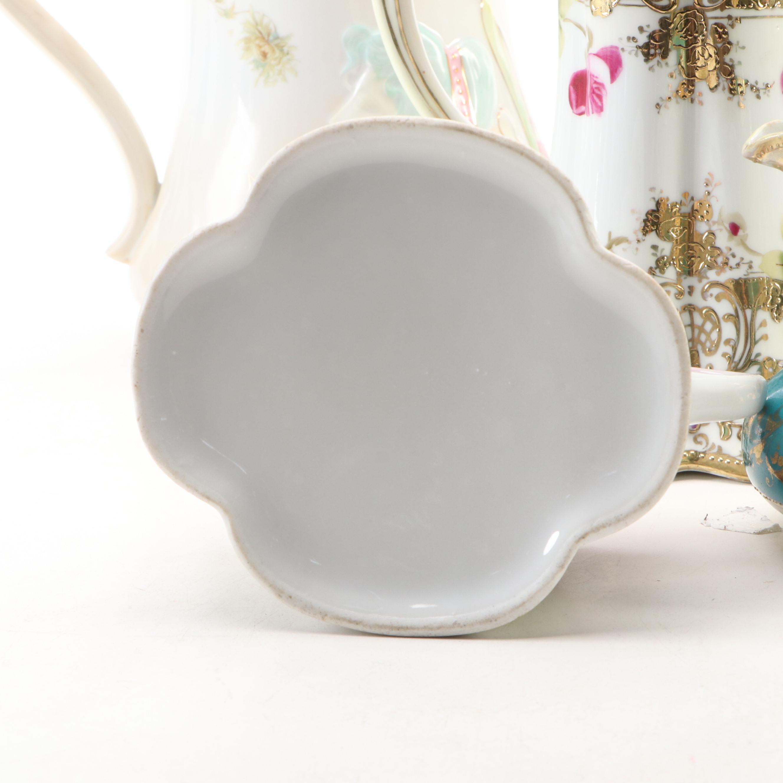 Nippon and Royal Austria Porcelain Teapots with Other Porcelain Teaware