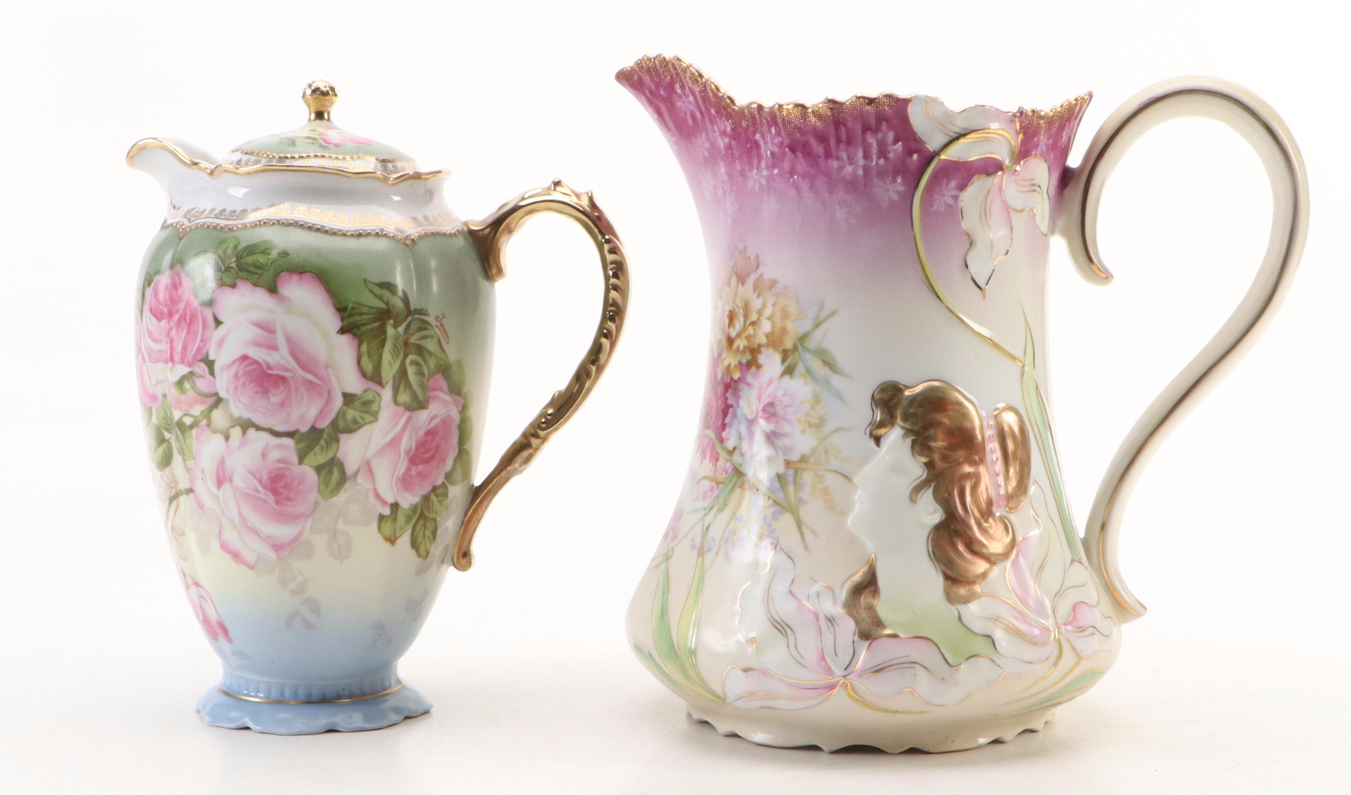 Nippon and Royal Austria Porcelain Teapots with Other Porcelain Teaware