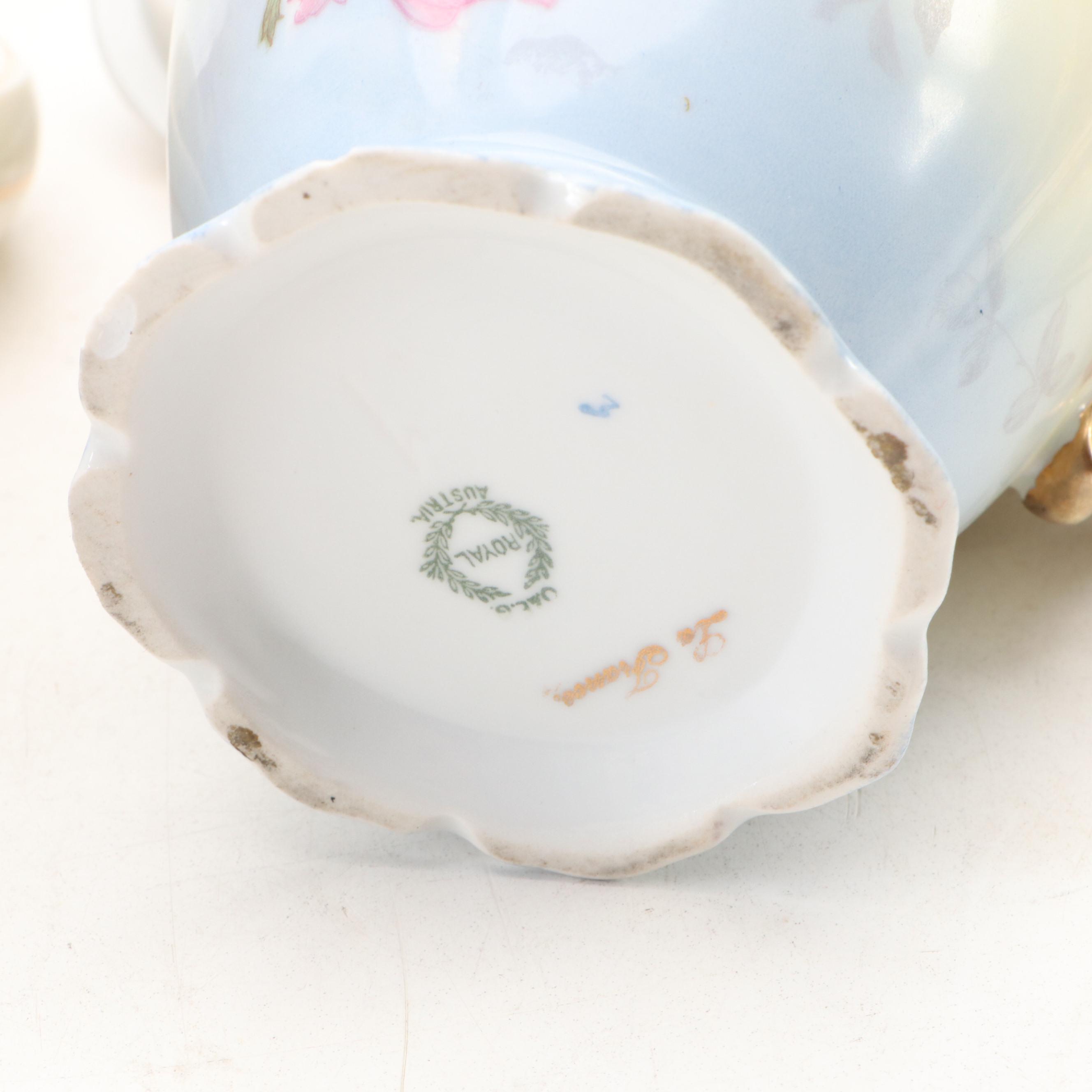 Nippon and Royal Austria Porcelain Teapots with Other Porcelain Teaware