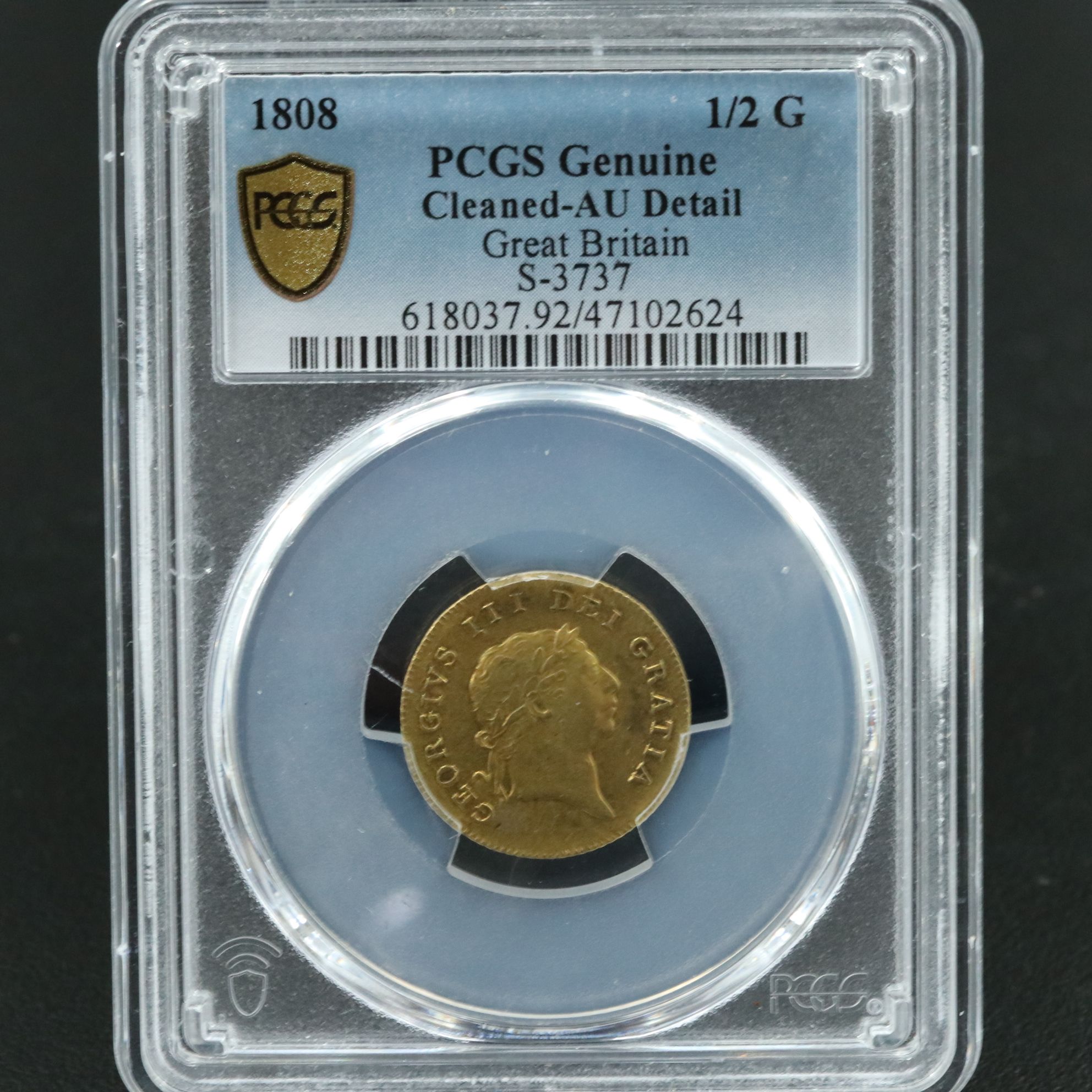 PCGS Genuine AU Details 1808 Great Britain Gold One Half Guinea
