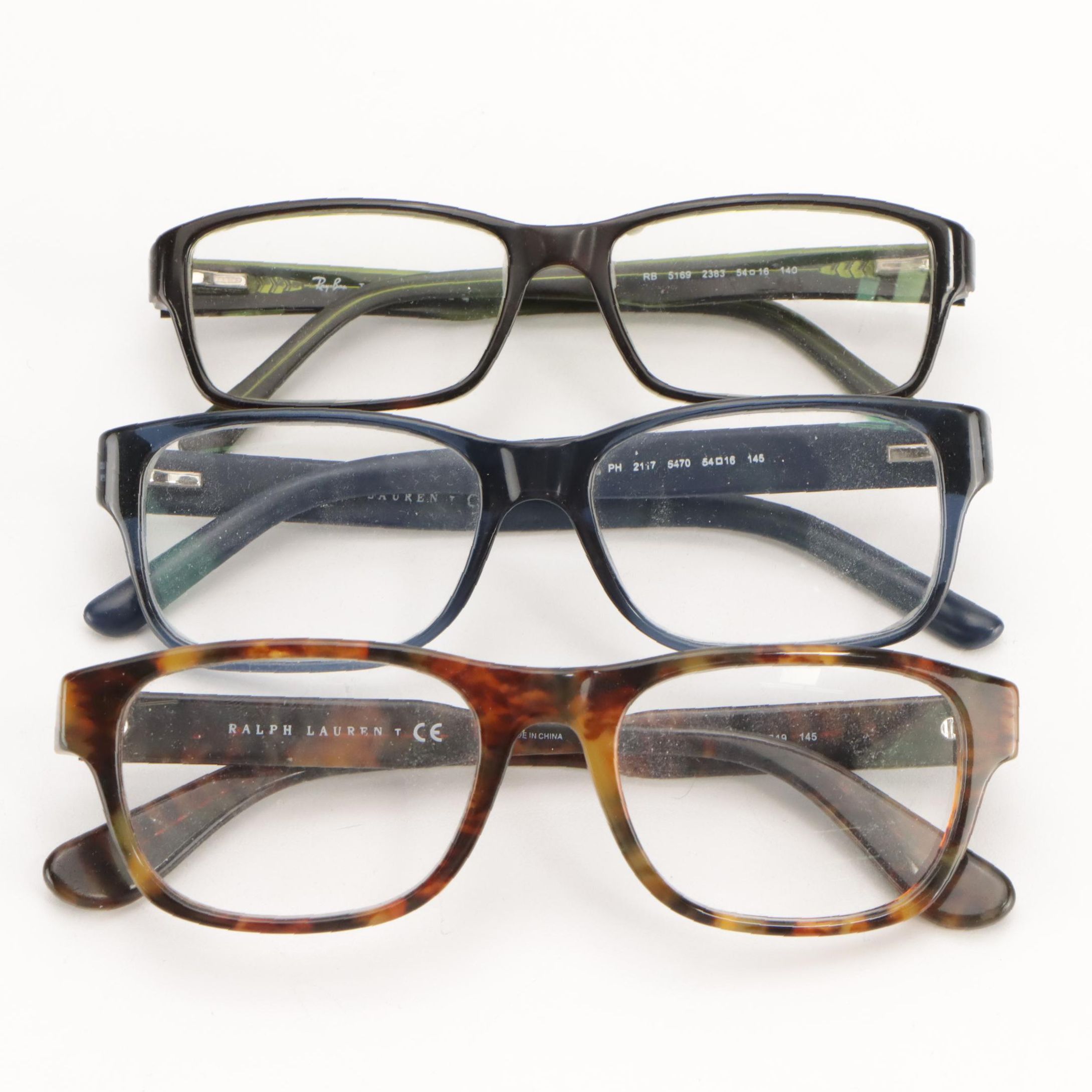 Ray-Ban Rectangular and Ralph Lauren Square Prescription Glasses With Cases