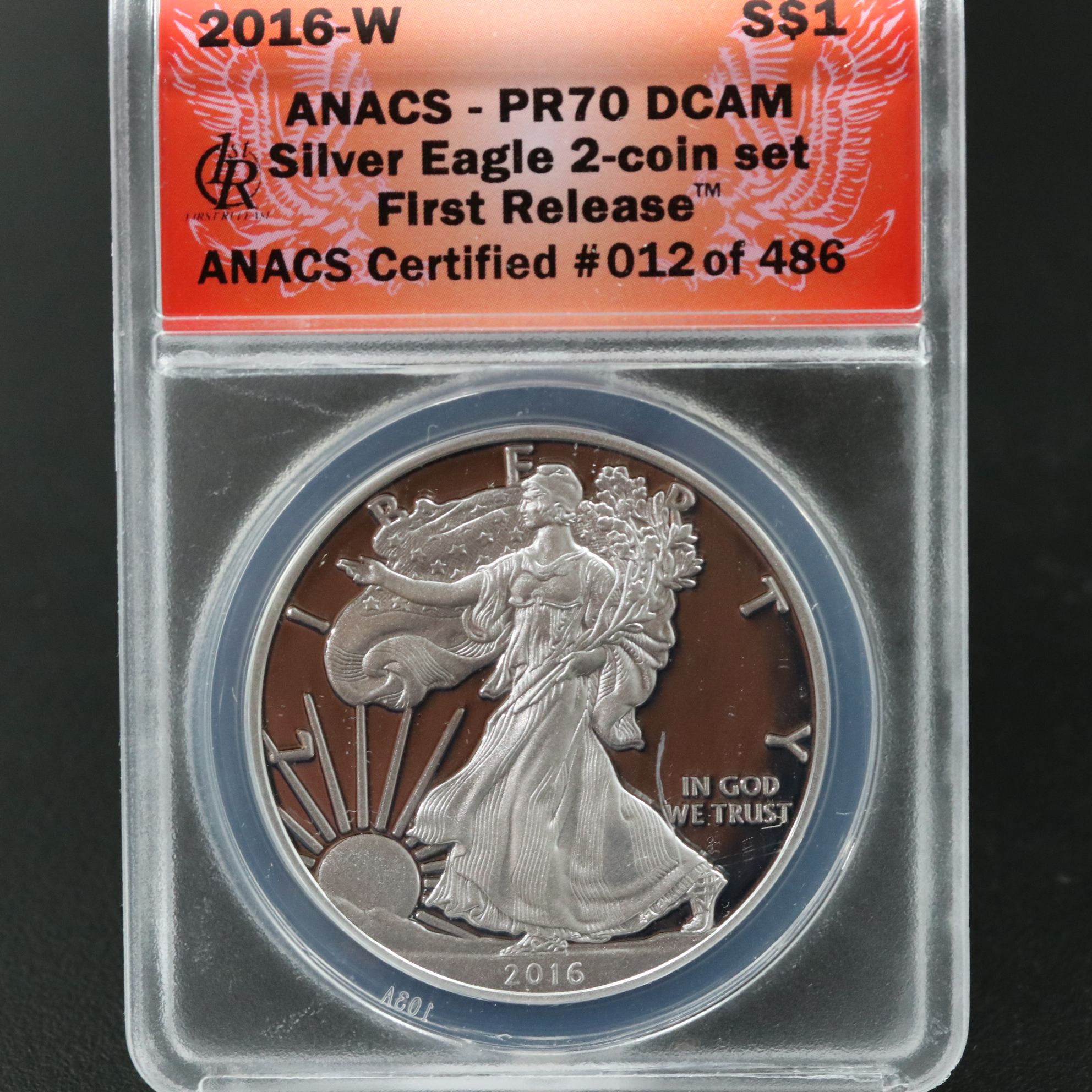 ANACS PR70 DCAM First Release 2016-W $1 U.S. Silver Eagle Proof Coin