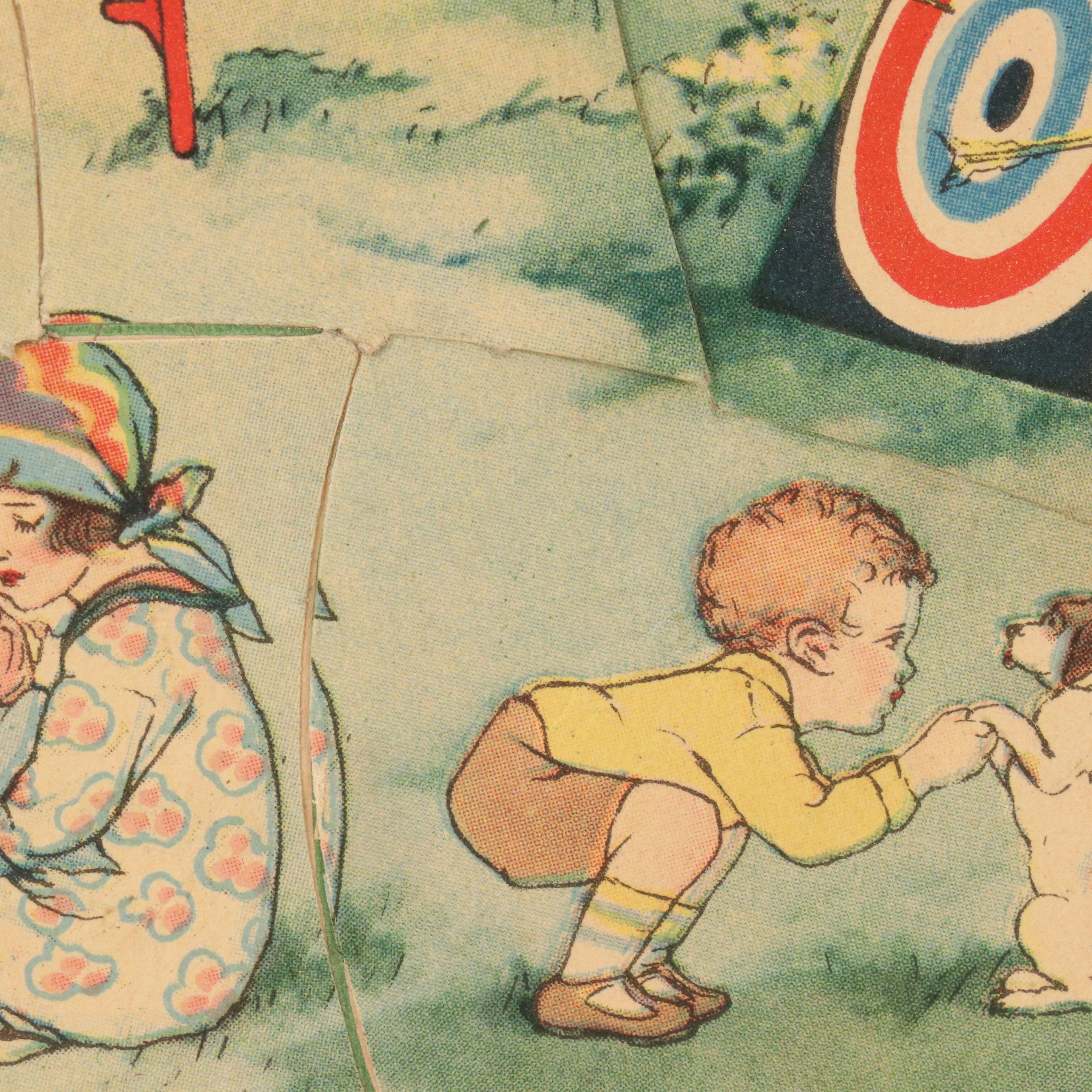 Gibson Offset Lithograph Puzzle "Gay Autumn Play" and Other Print, 1929