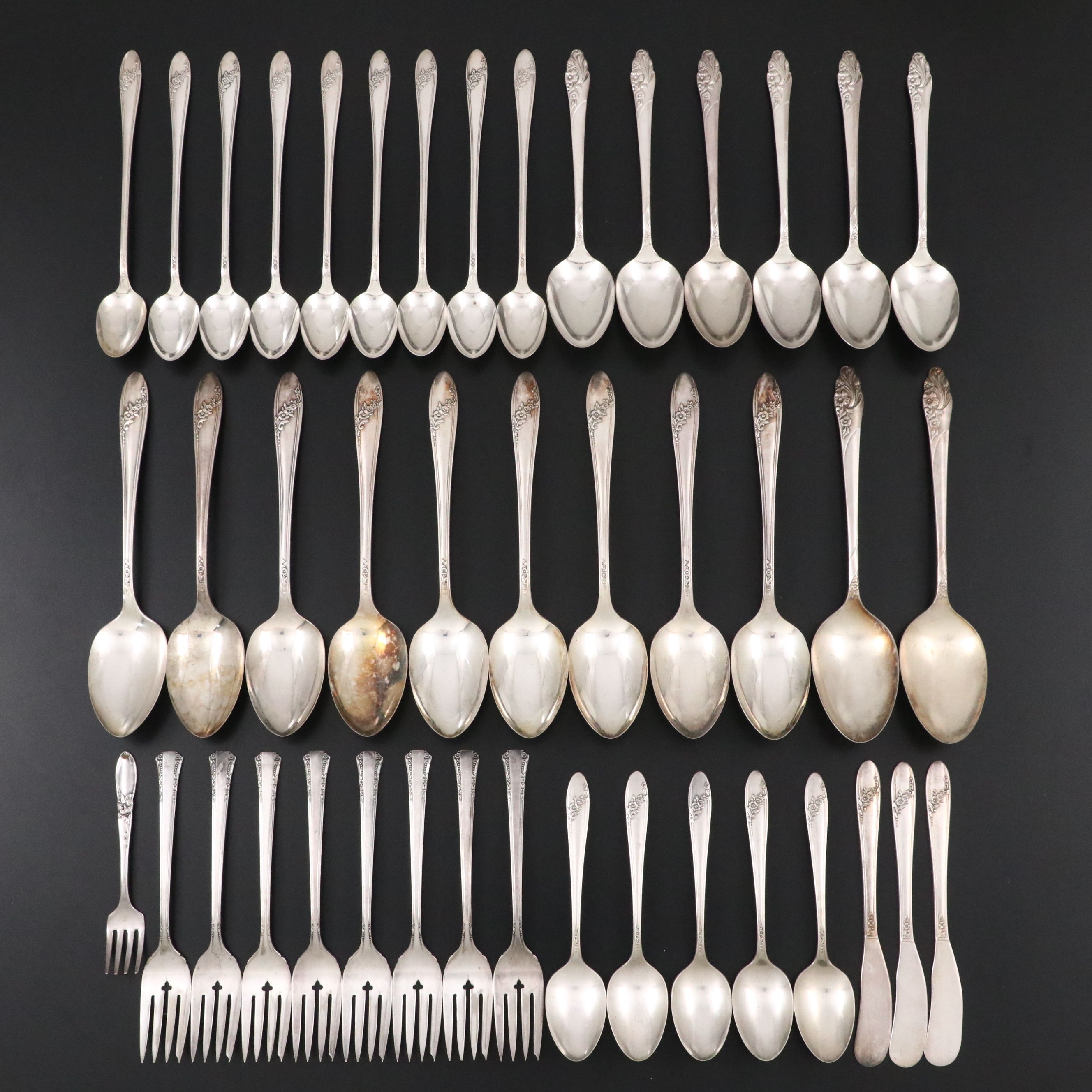 Oneida Community "Evening Star" with 1881 Rogers "Del Mar" Silver Plate Flatware