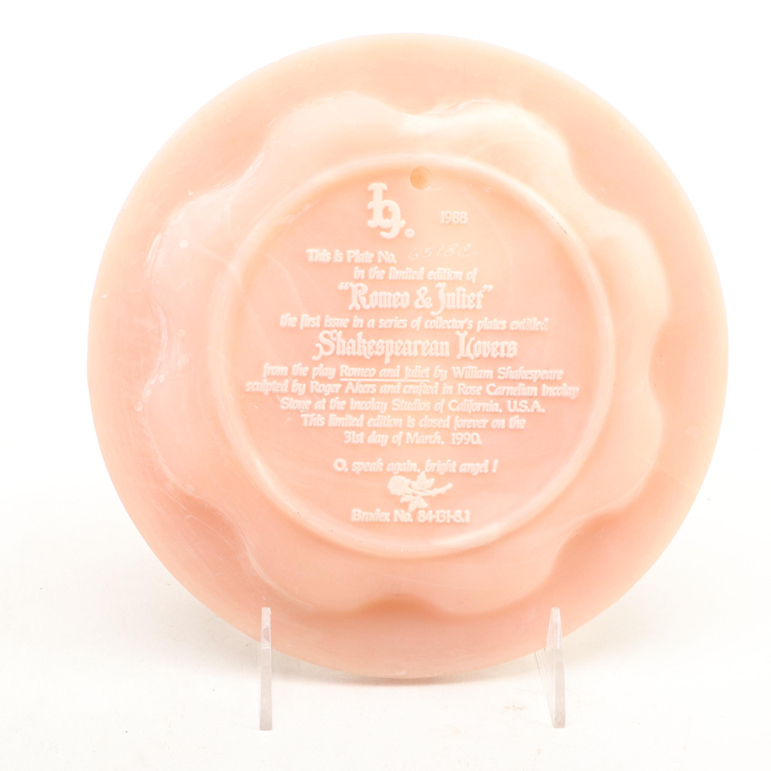 Rococo Style Porcelain Figurines with Bradex "Romeo and Juliet" Incolay Plate