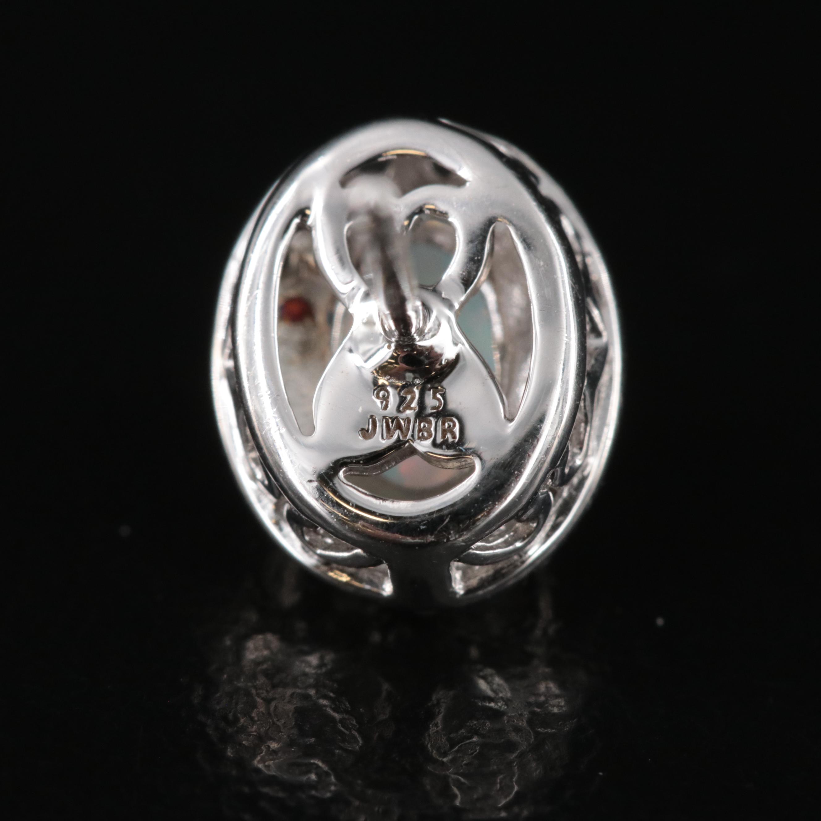 Sterling Opal and White Sapphire Stud Earrings