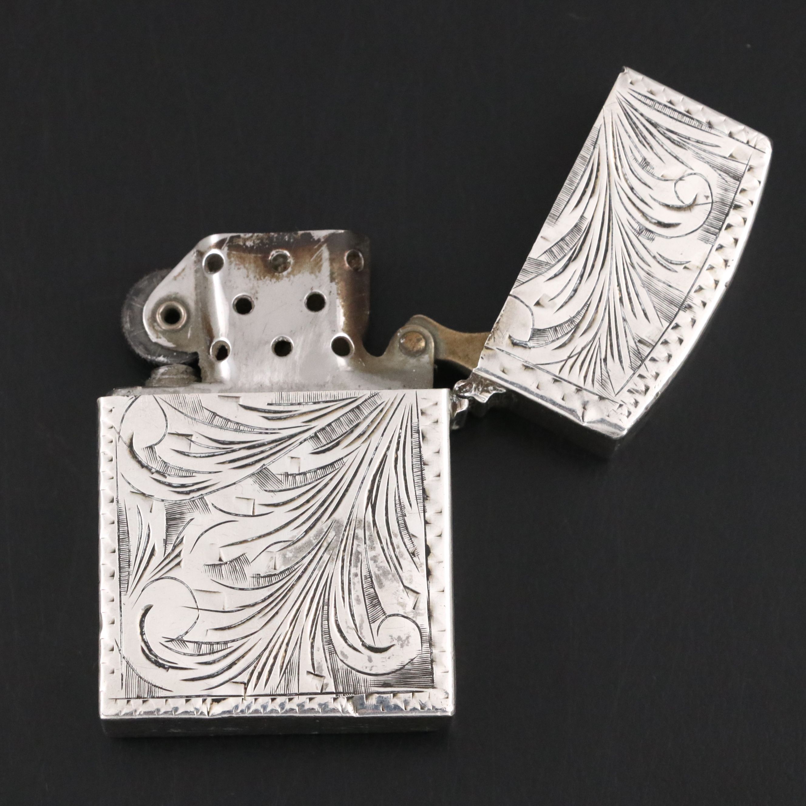 Italian 800 Silver and Enamel Saint Fabiola Portrait Lighter