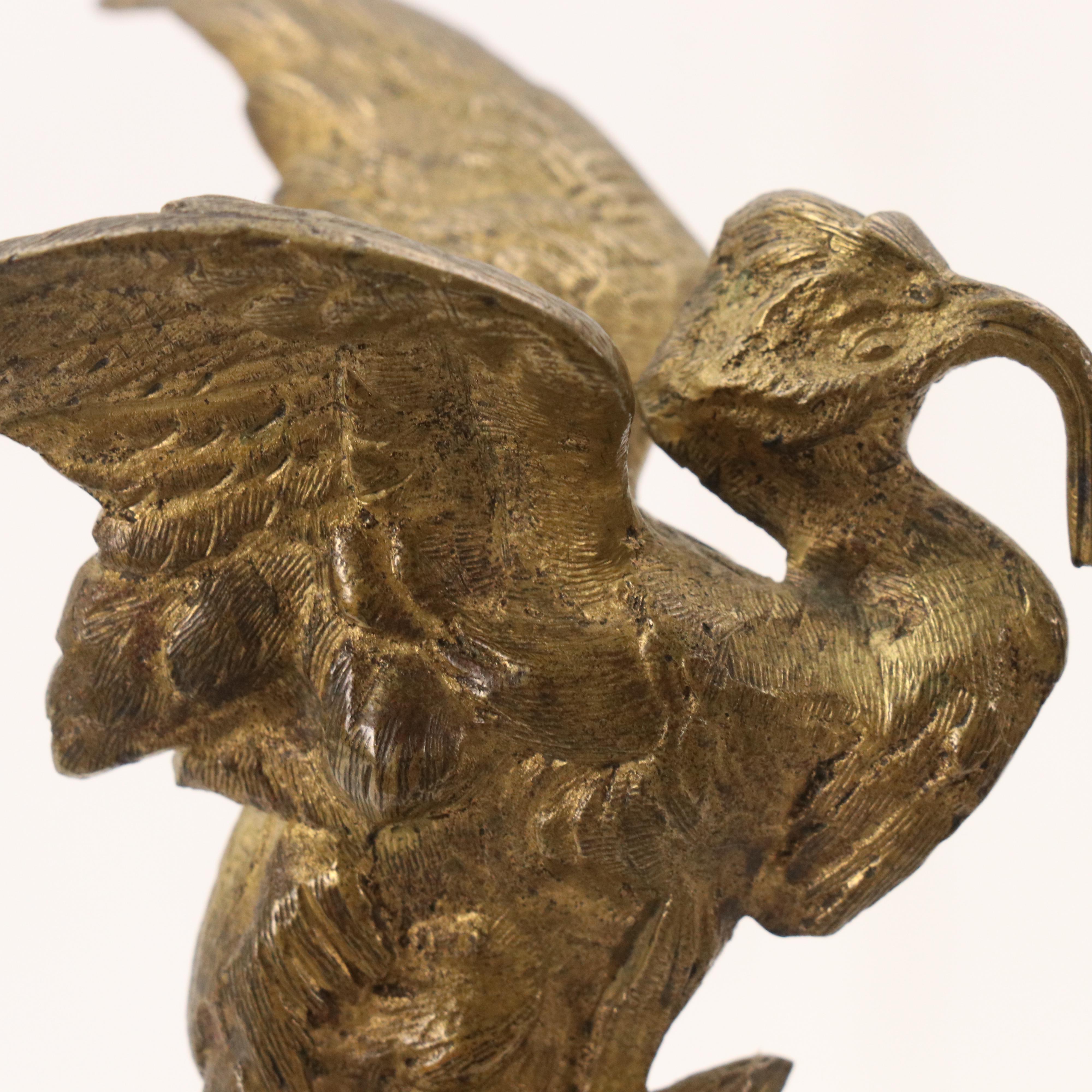 Gilt Bronze Stork and Songbird Figures, 20th Century