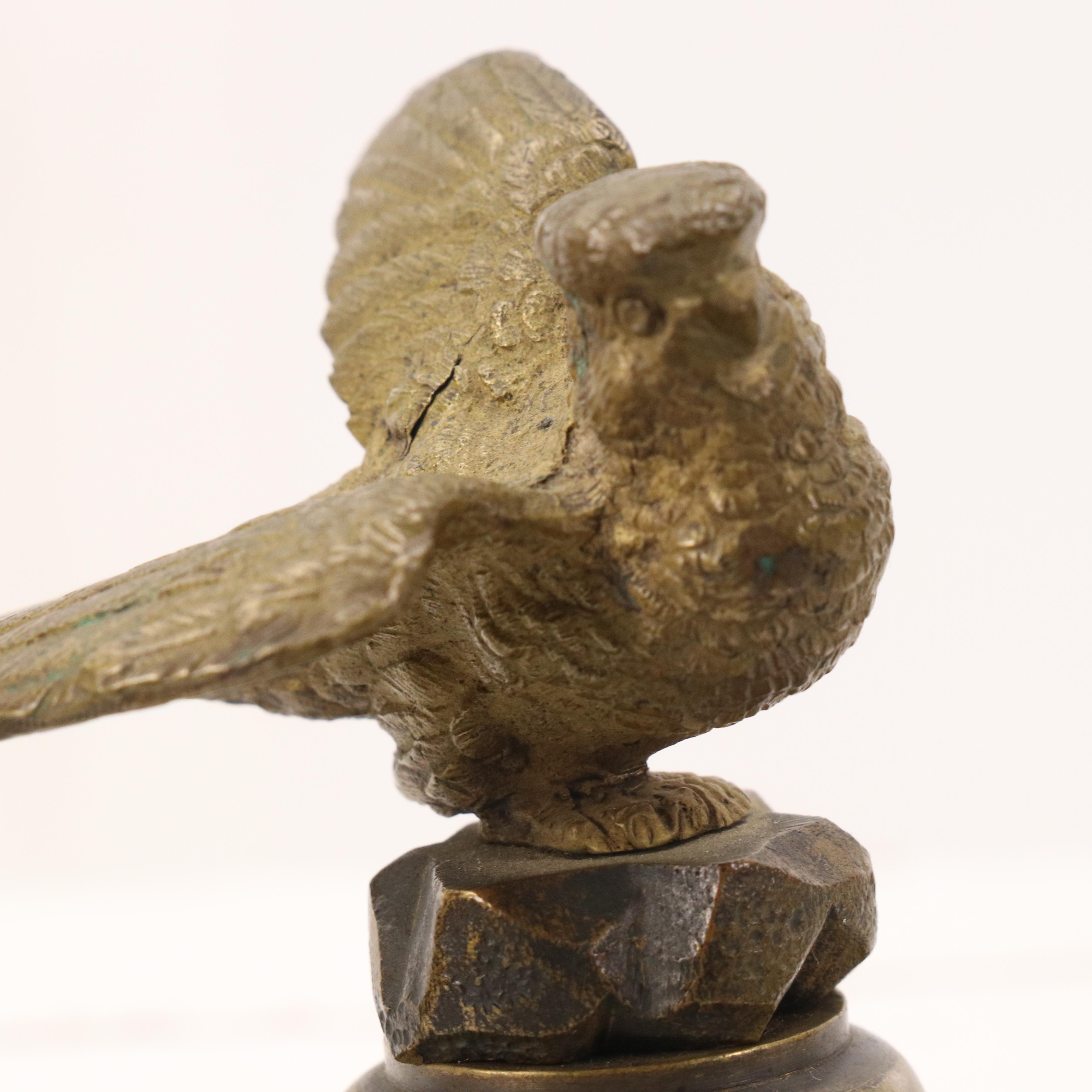Gilt Bronze Stork and Songbird Figures, 20th Century