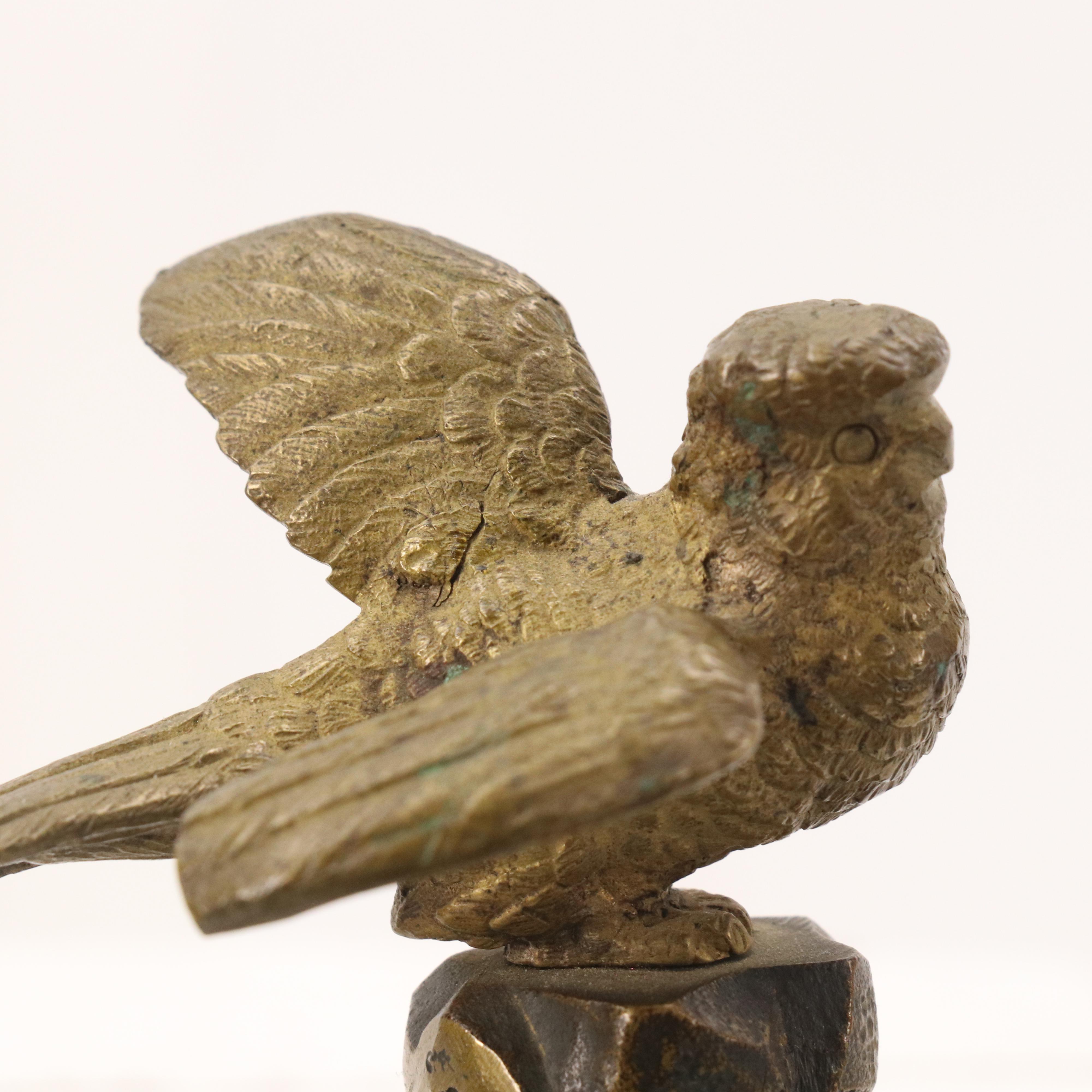 Gilt Bronze Stork and Songbird Figures, 20th Century