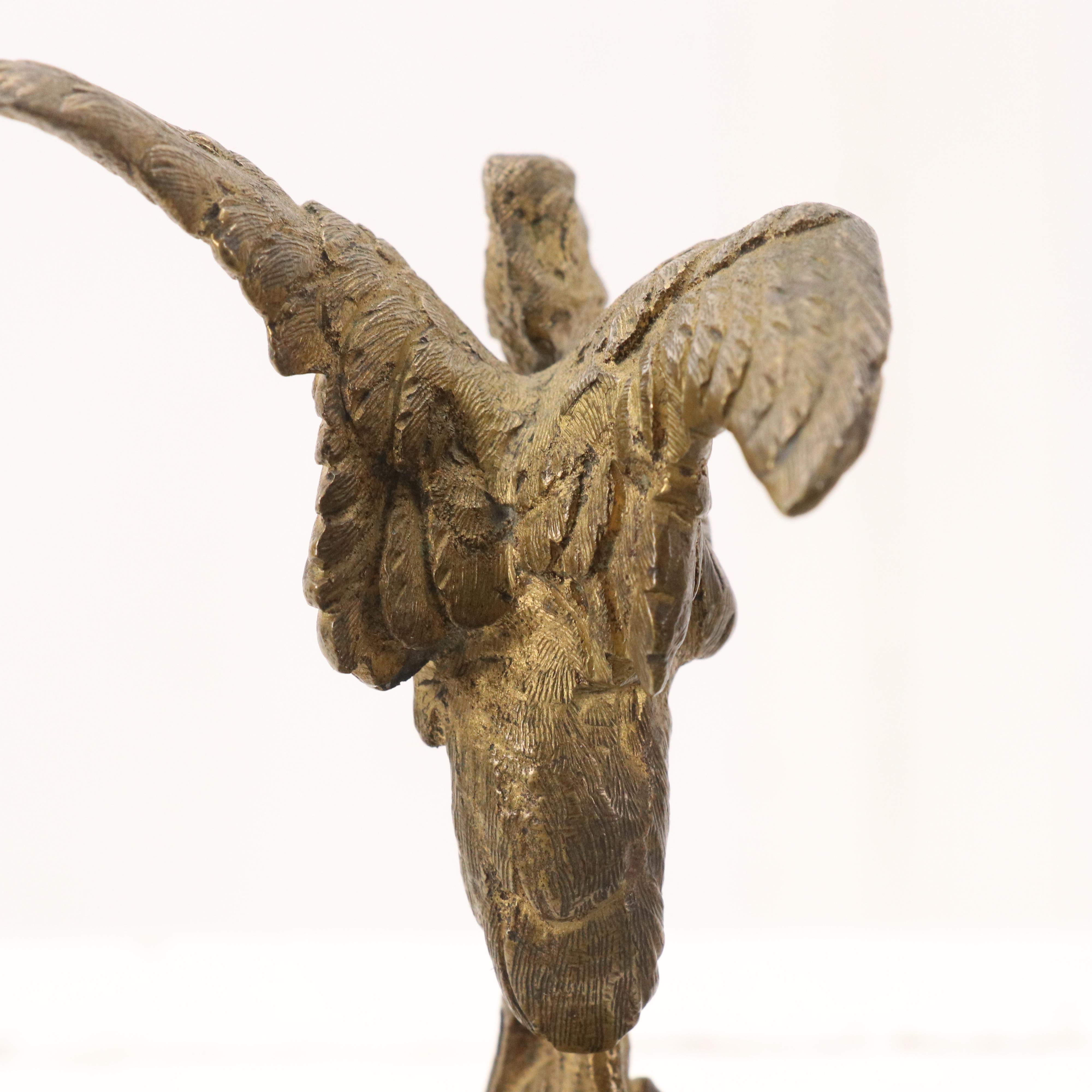 Gilt Bronze Stork and Songbird Figures, 20th Century