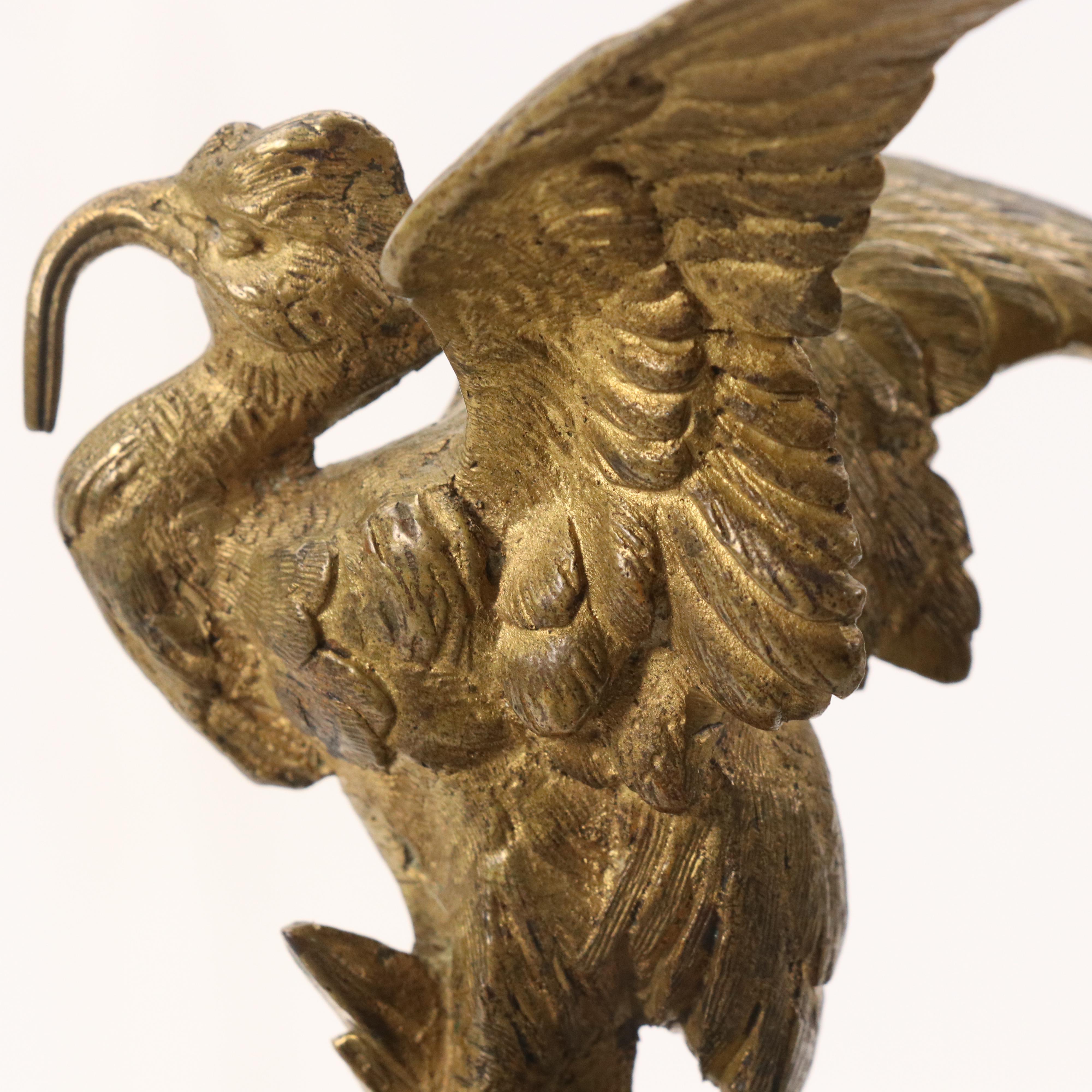 Gilt Bronze Stork and Songbird Figures, 20th Century