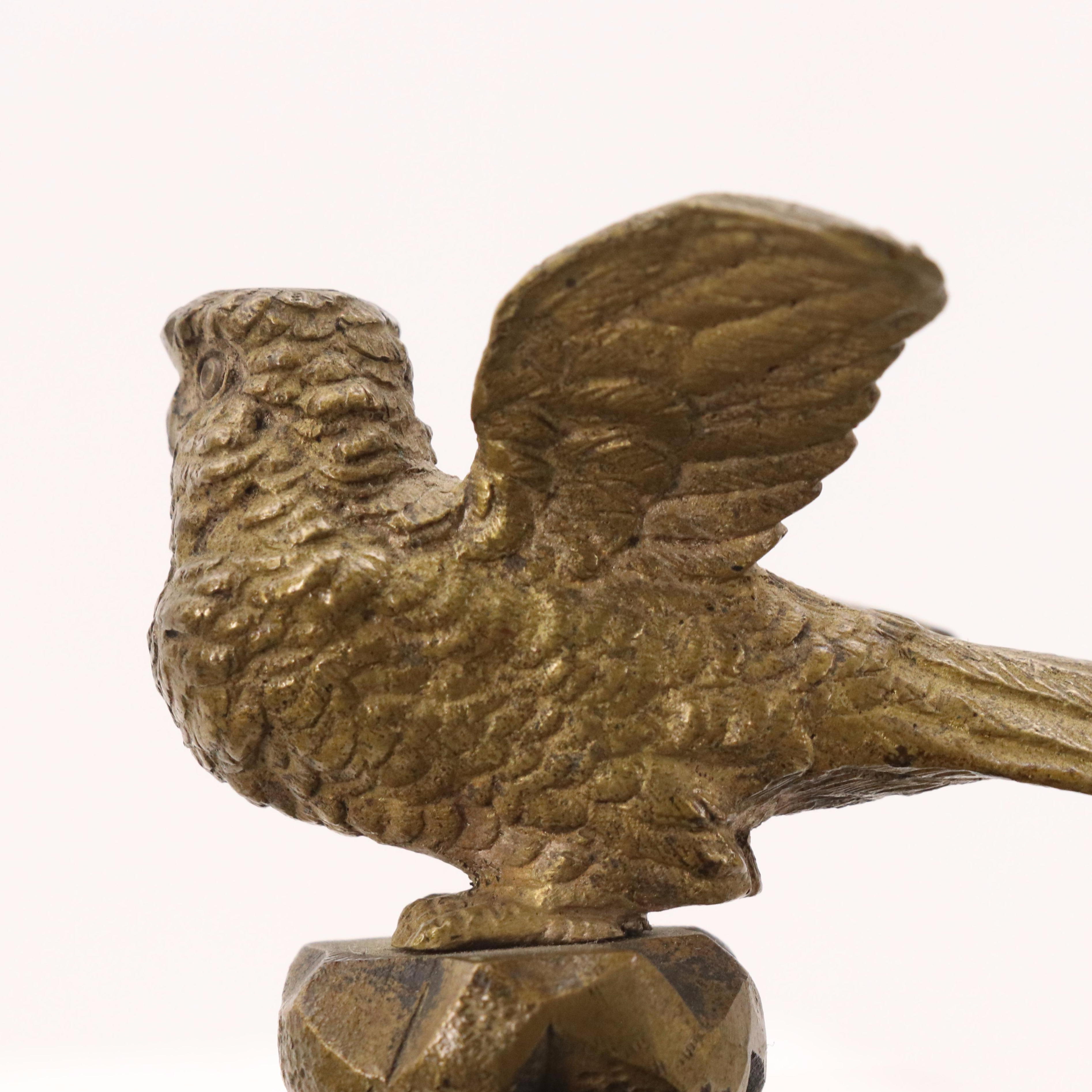 Gilt Bronze Stork and Songbird Figures, 20th Century