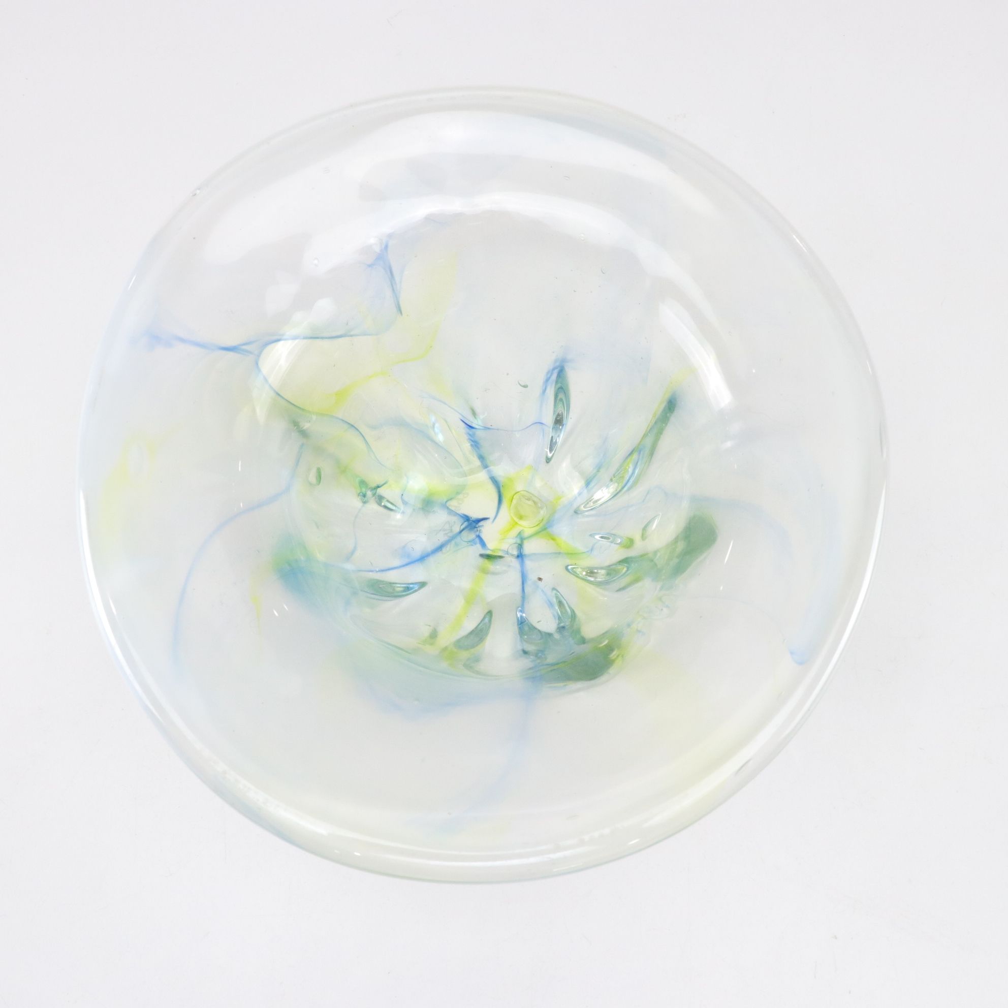 Chris Orr Hand-Blown Vase with Swirl and Colored Art Glass Bowls, 1990s