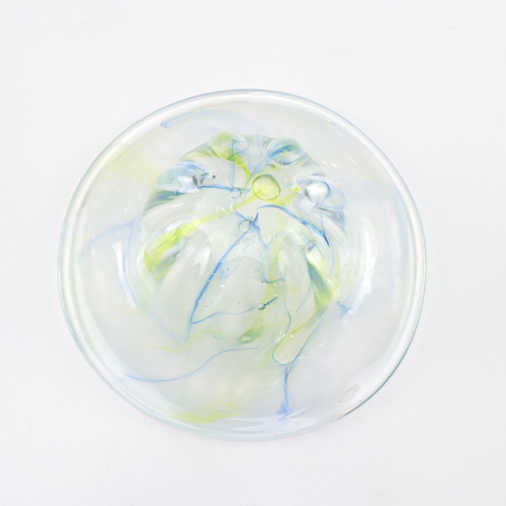 Chris Orr Hand-Blown Vase with Swirl and Colored Art Glass Bowls, 1990s