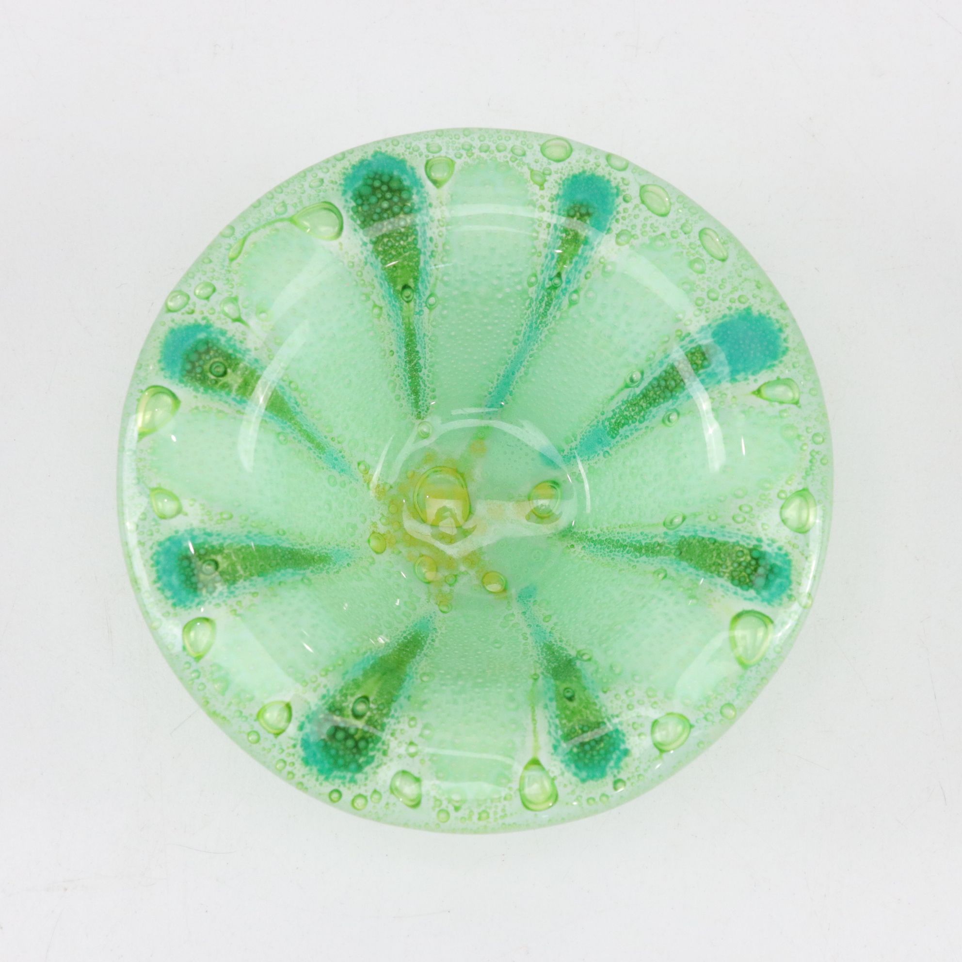 Chris Orr Hand-Blown Vase with Swirl and Colored Art Glass Bowls, 1990s