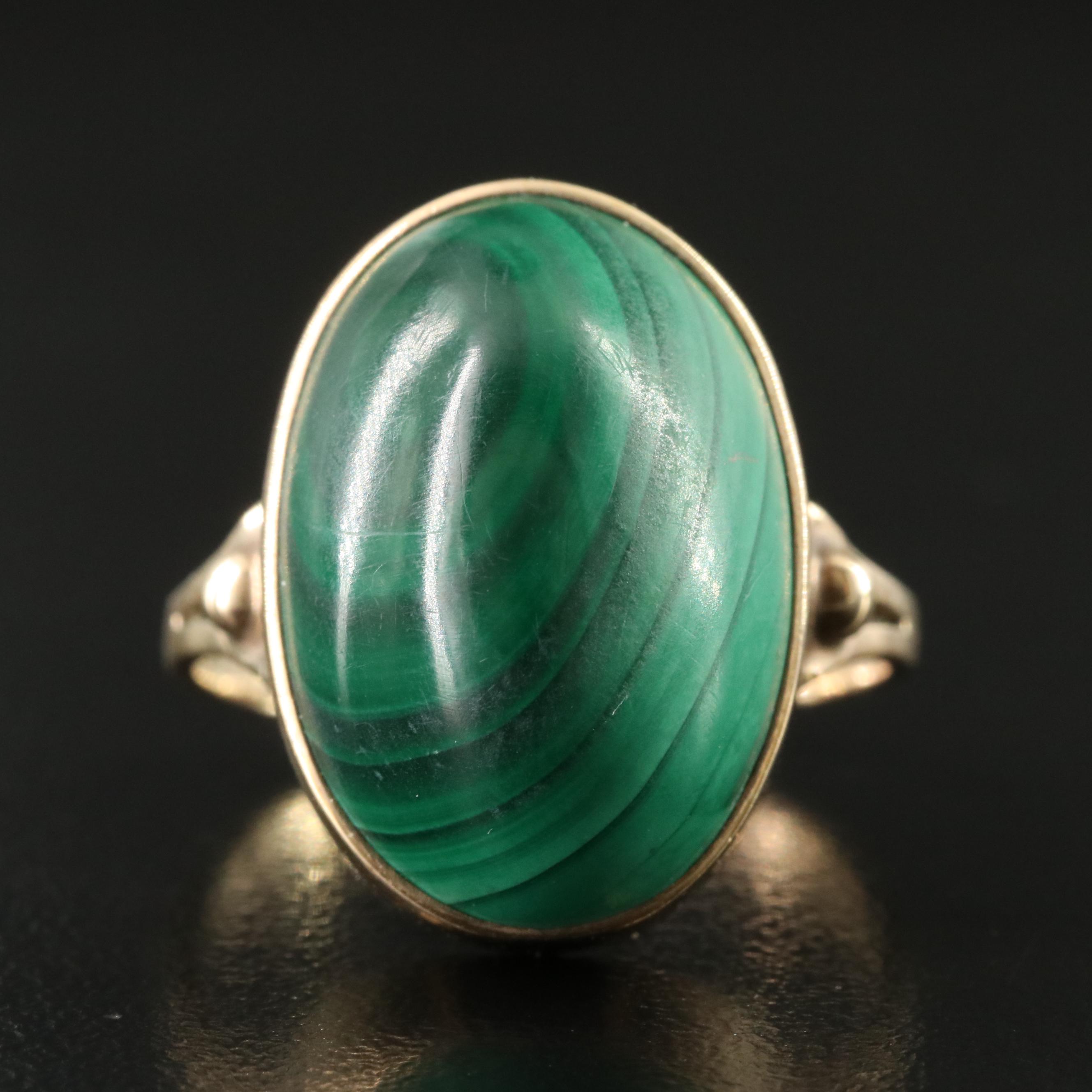 9K Malachite Ring