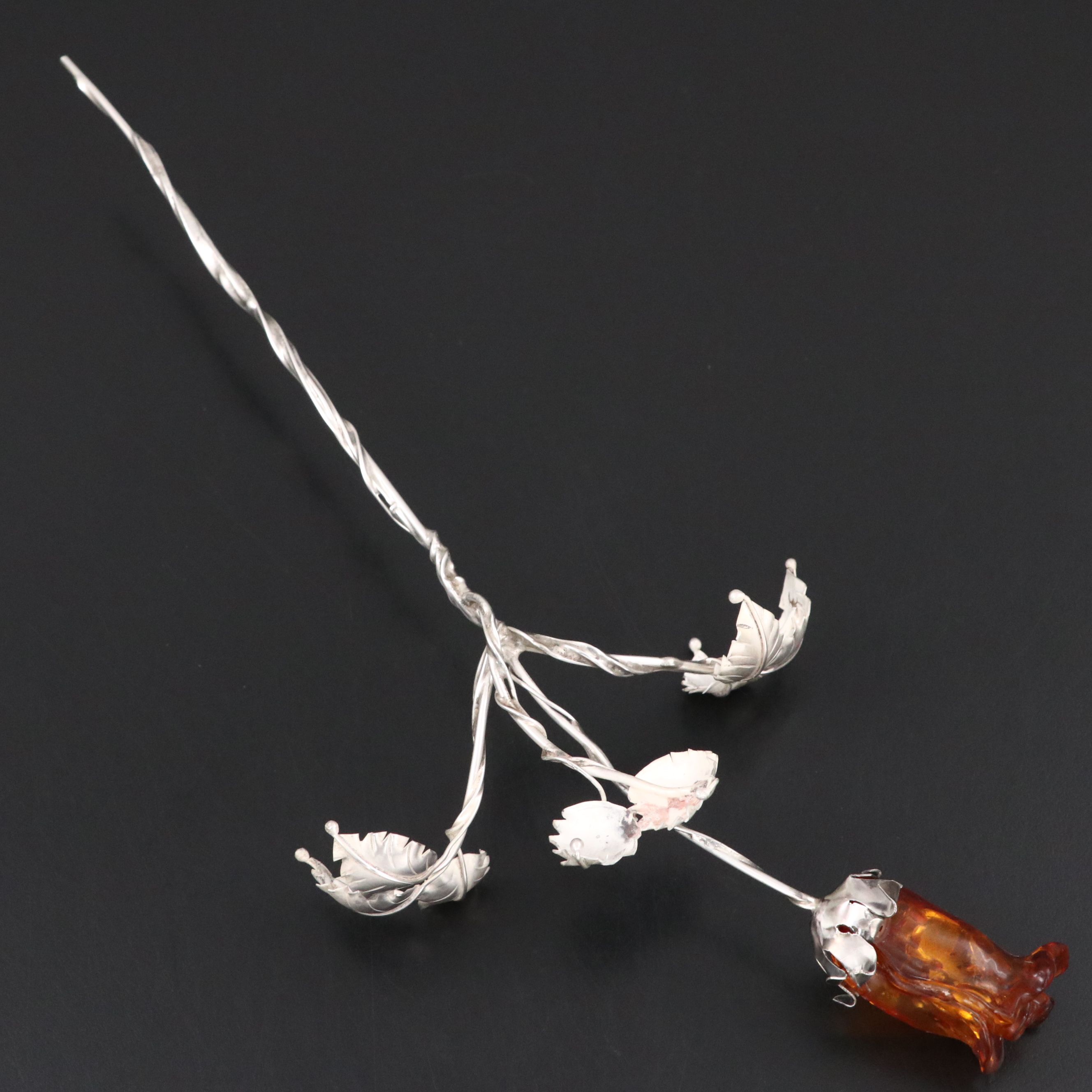 Sterling Silver Faux Amber Rose