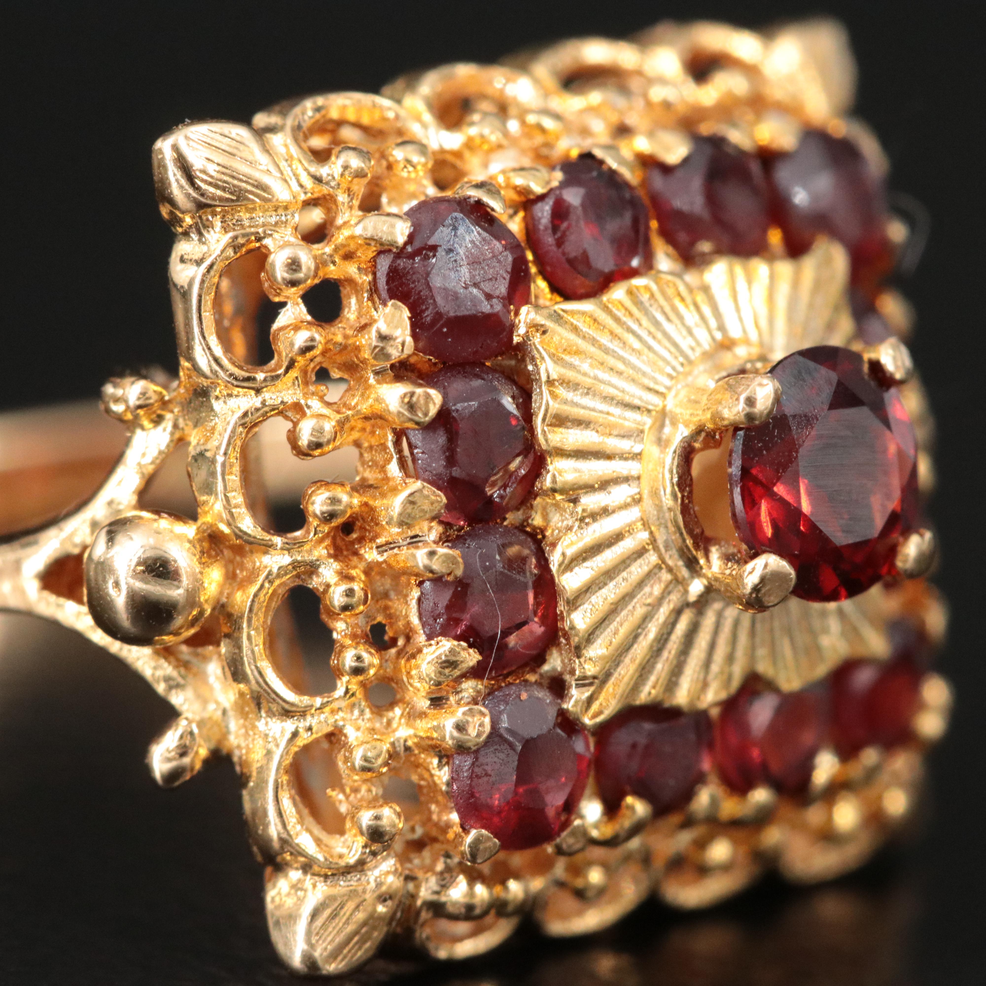 Bali Style 18K Garnet Ring