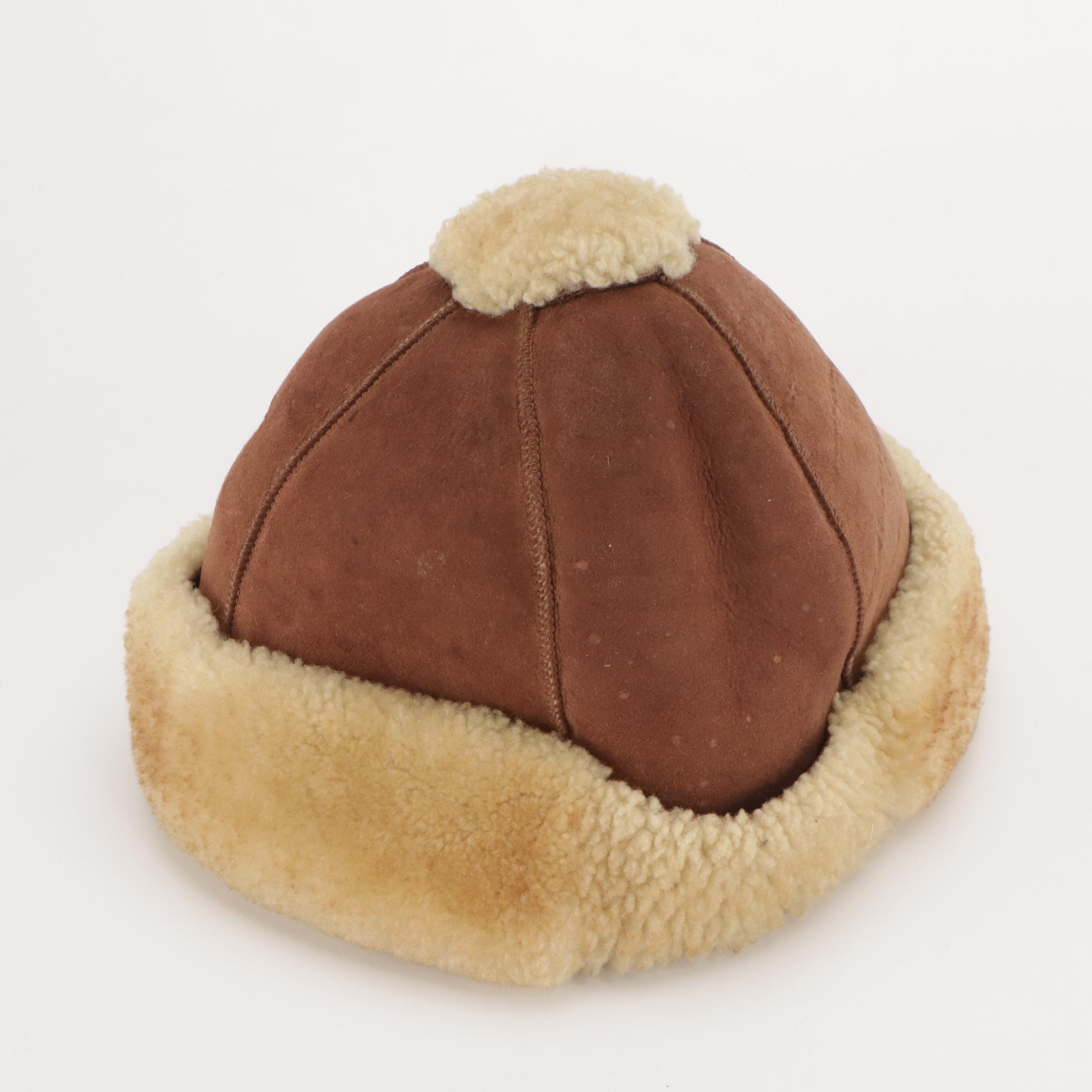 Vintage Shearling Hat with Sugarloaf and Granule Knit Beanies