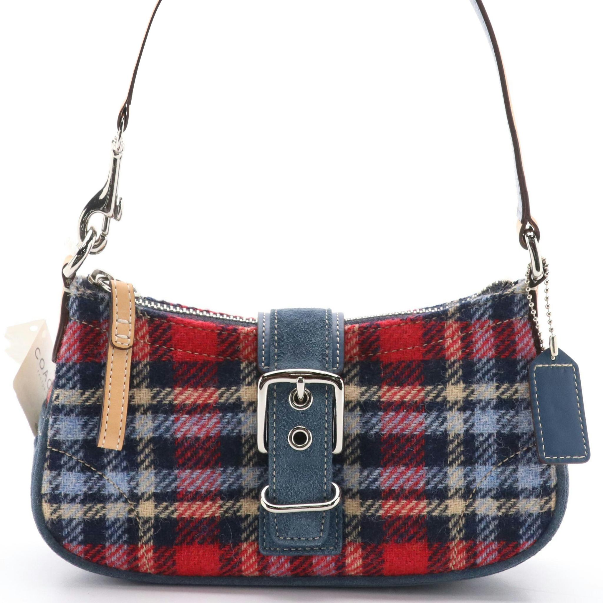 Coach Plaid Wool Buckle Demi Mini Bag, New With Tags
