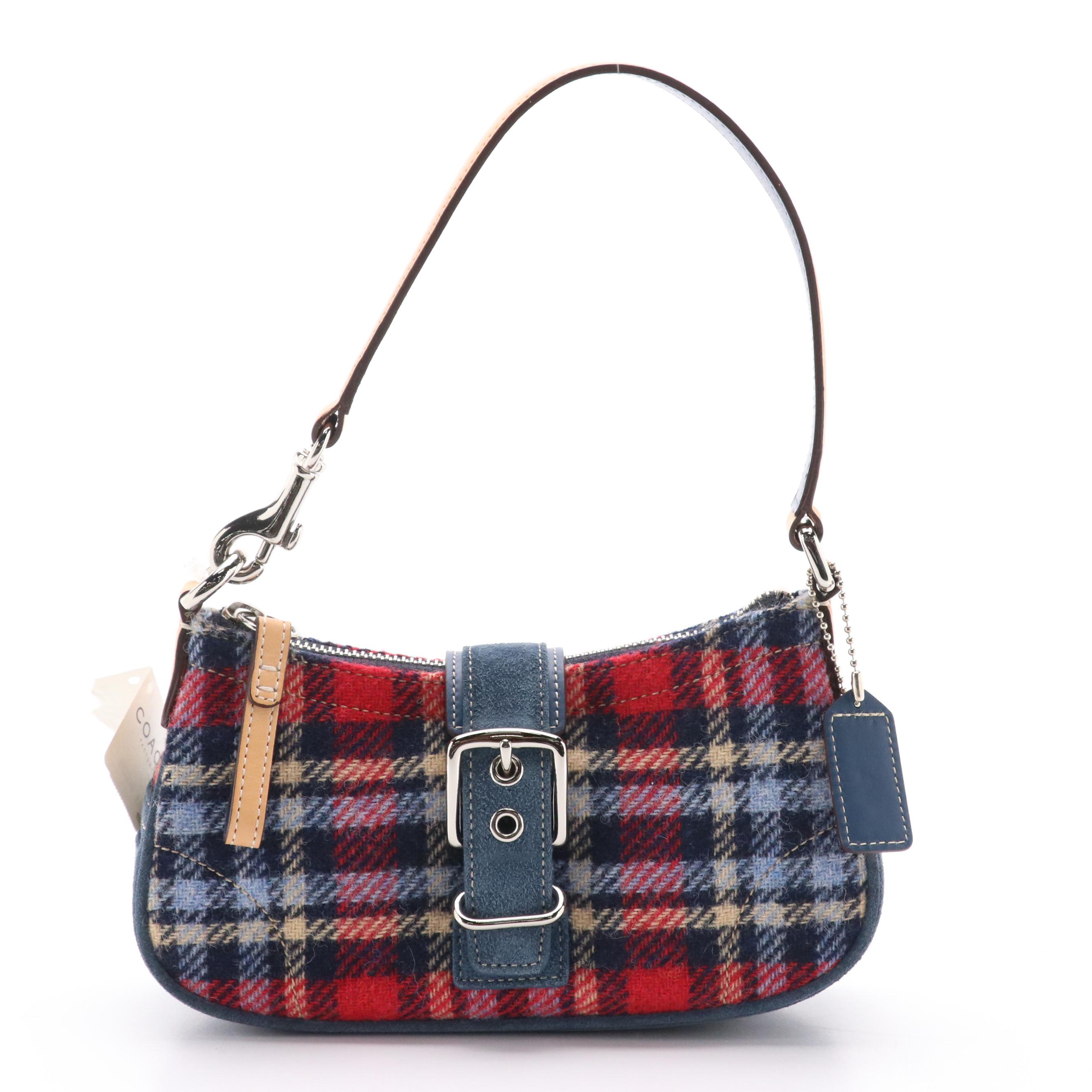 Coach Plaid Wool Buckle Demi Mini Bag, New With Tags
