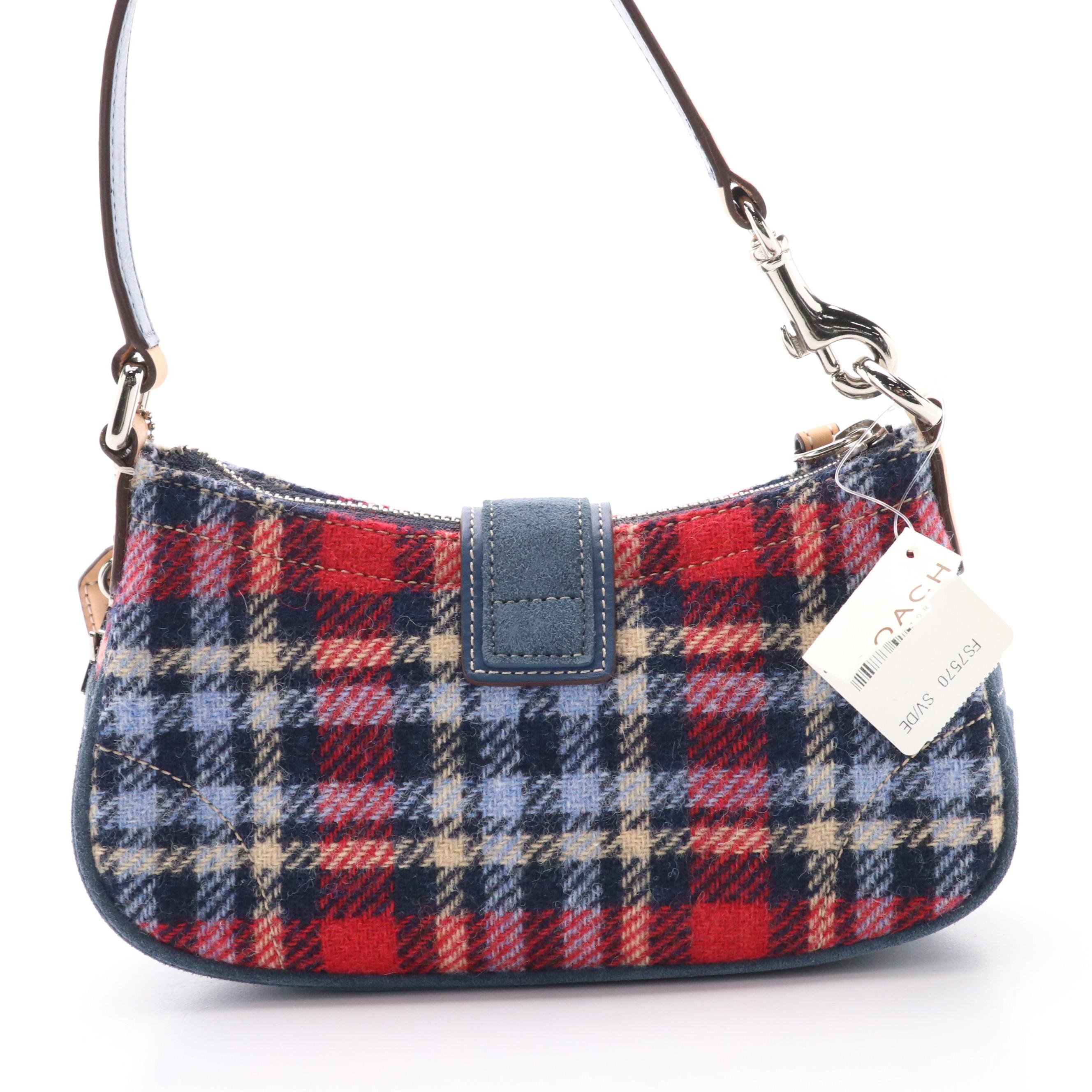 Coach Plaid Wool Buckle Demi Mini Bag, New With Tags