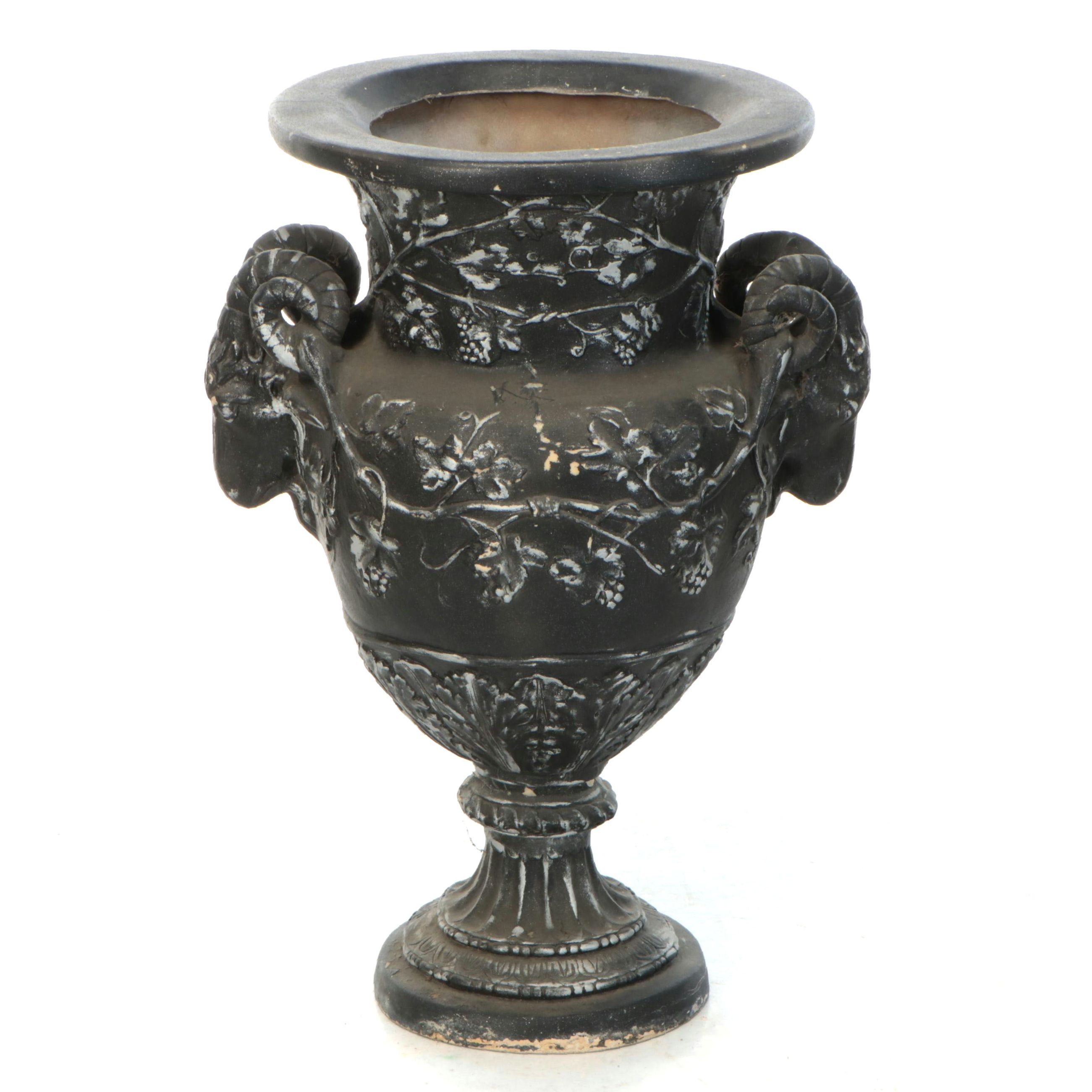 Bacchus Theme Black Enameled Floor Planter