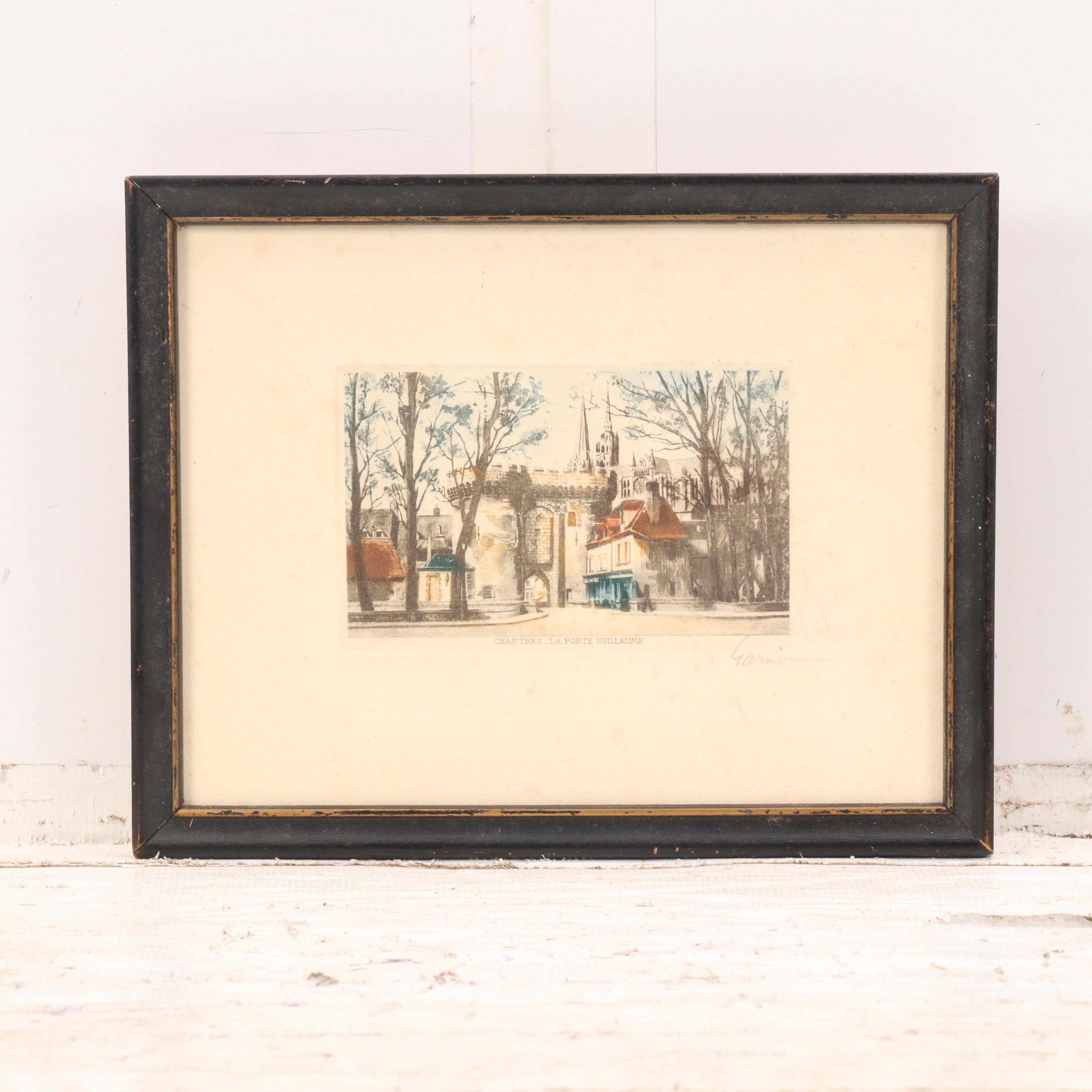 French School Lithographs Hand-Colored H. Vergas "La Place du Tertre" and Other