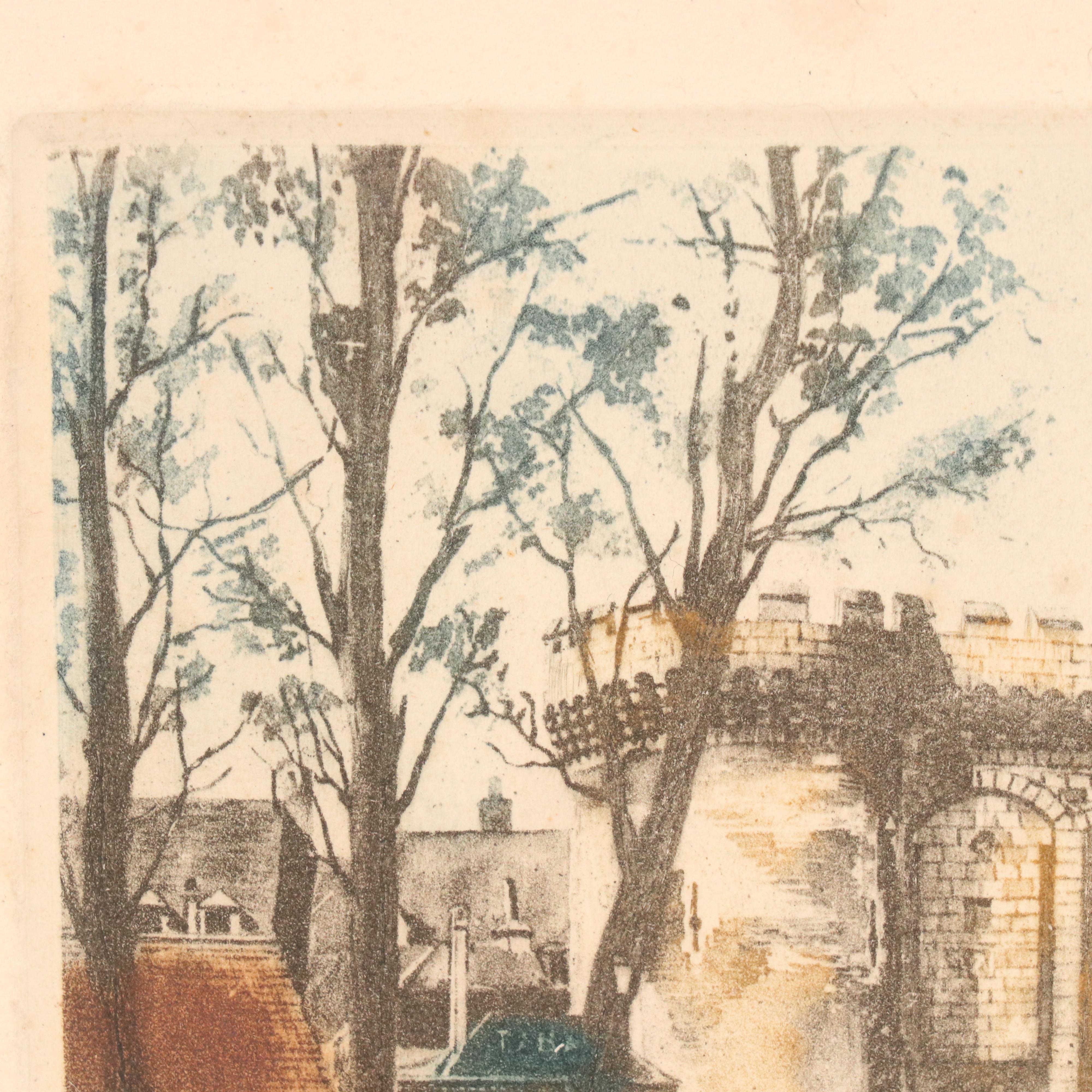 French School Lithographs Hand-Colored H. Vergas "La Place du Tertre" and Other