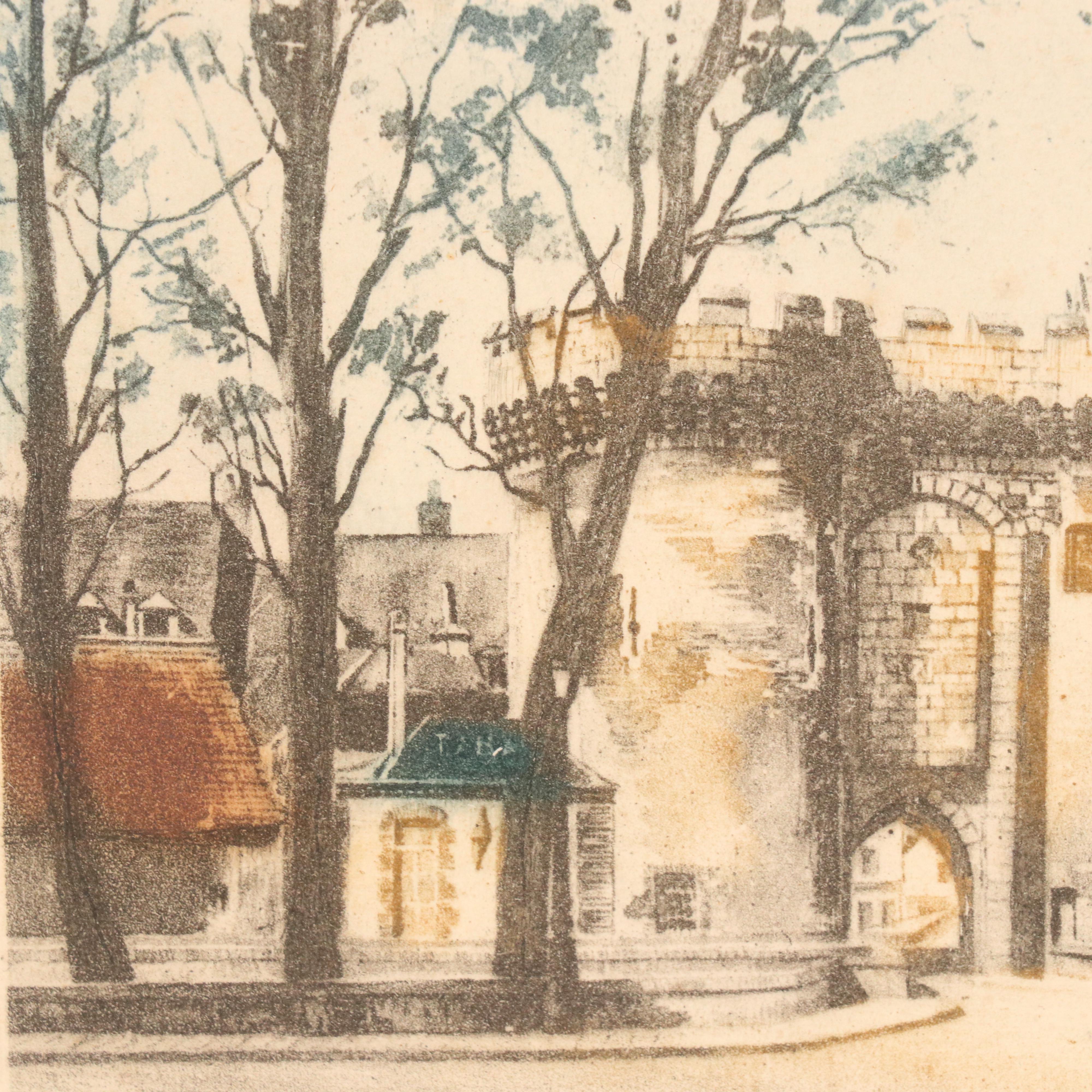 French School Lithographs Hand-Colored H. Vergas "La Place du Tertre" and Other